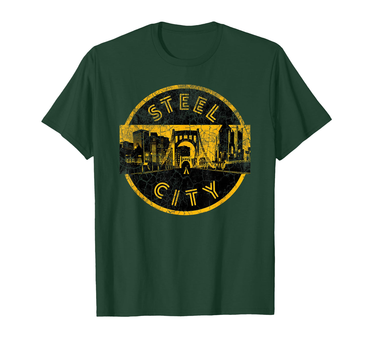Pittsburgh Steel City Retro Skyline Bridge Vintage T-Shirt