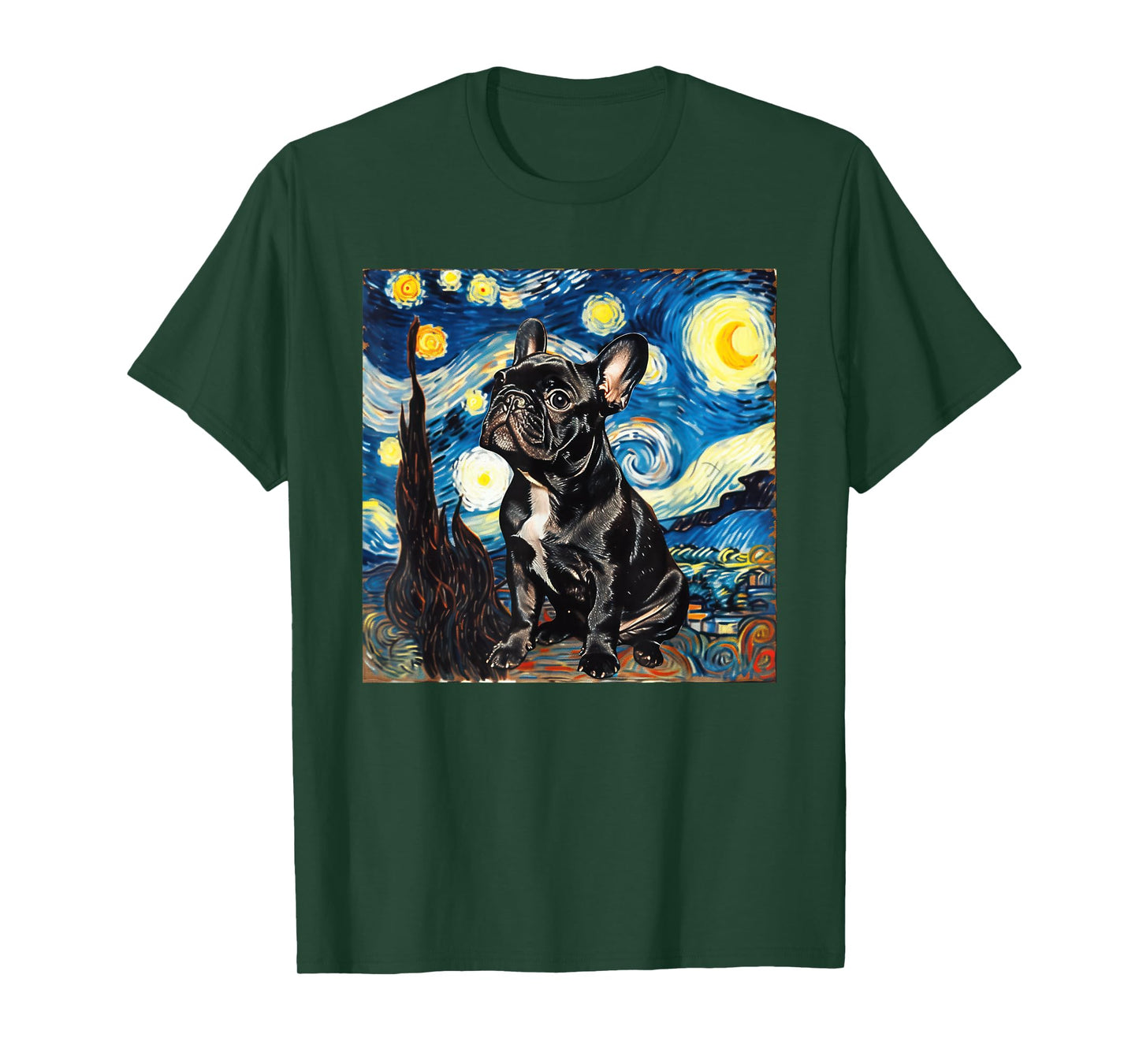 French Bulldog Dog Van Gogh Style Starry Night T-Shirt