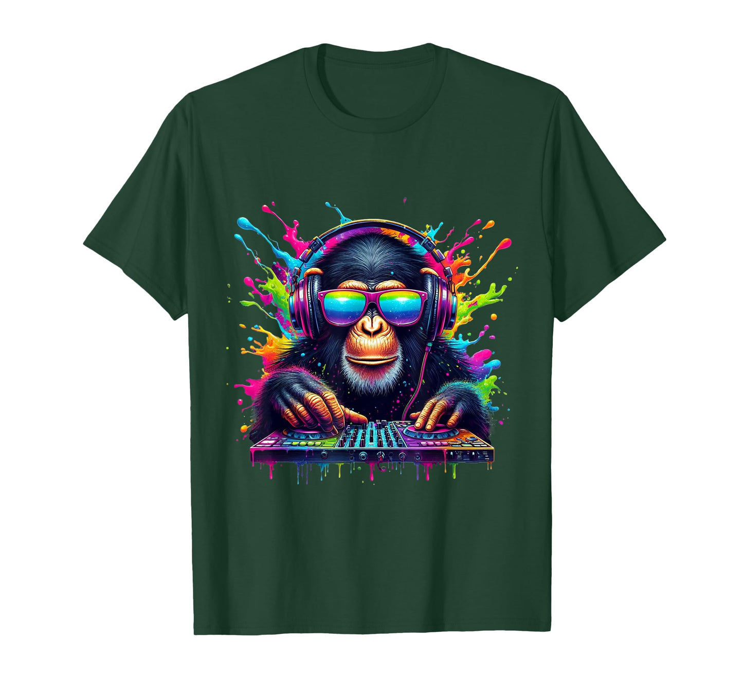 Neon DJ Monkey Rave EDM Festival Party Monkey T-Shirt