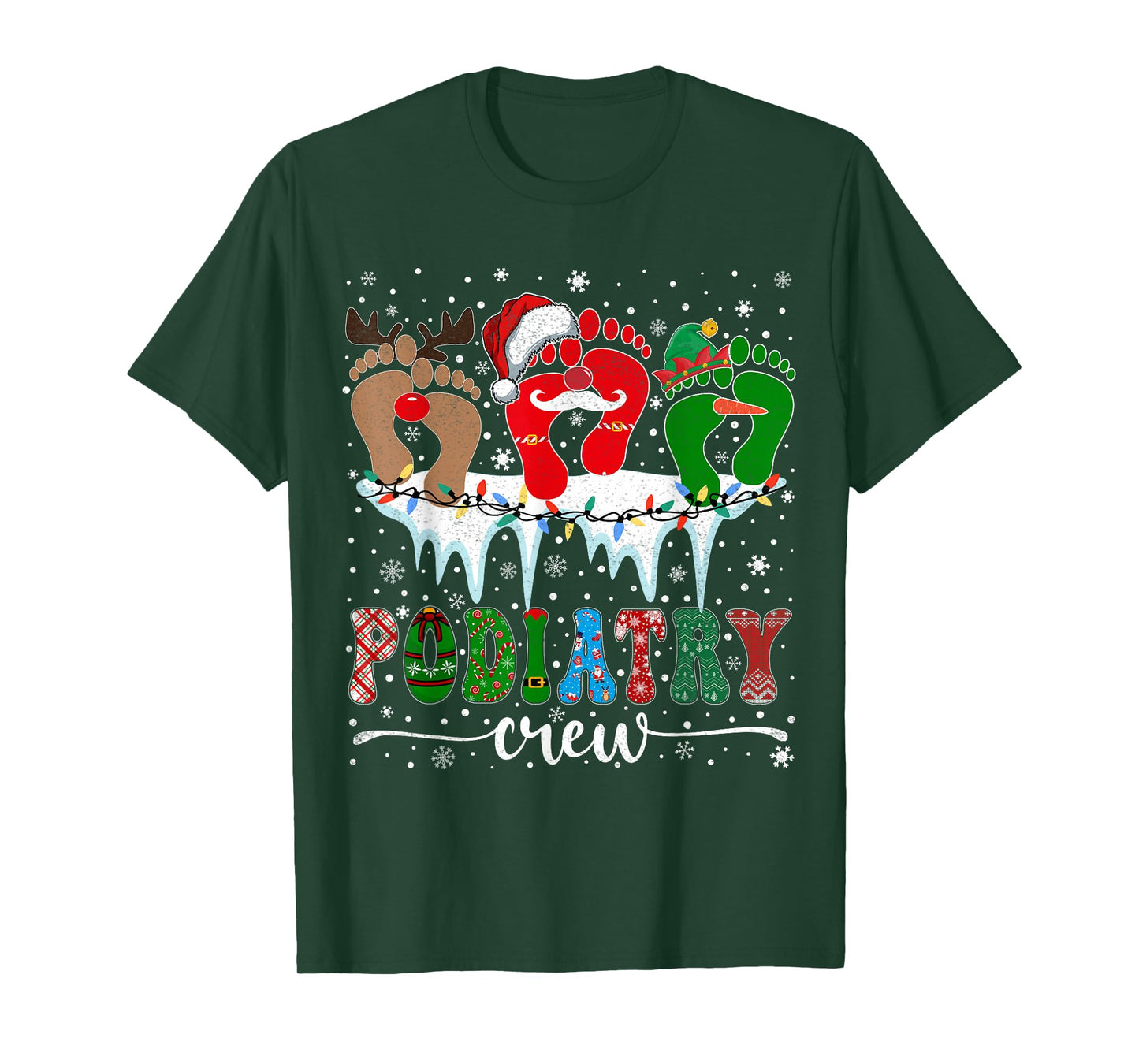 Christmas Footprint Doctor Podiatrist Podiatry Crew Xmas T-Shirt
