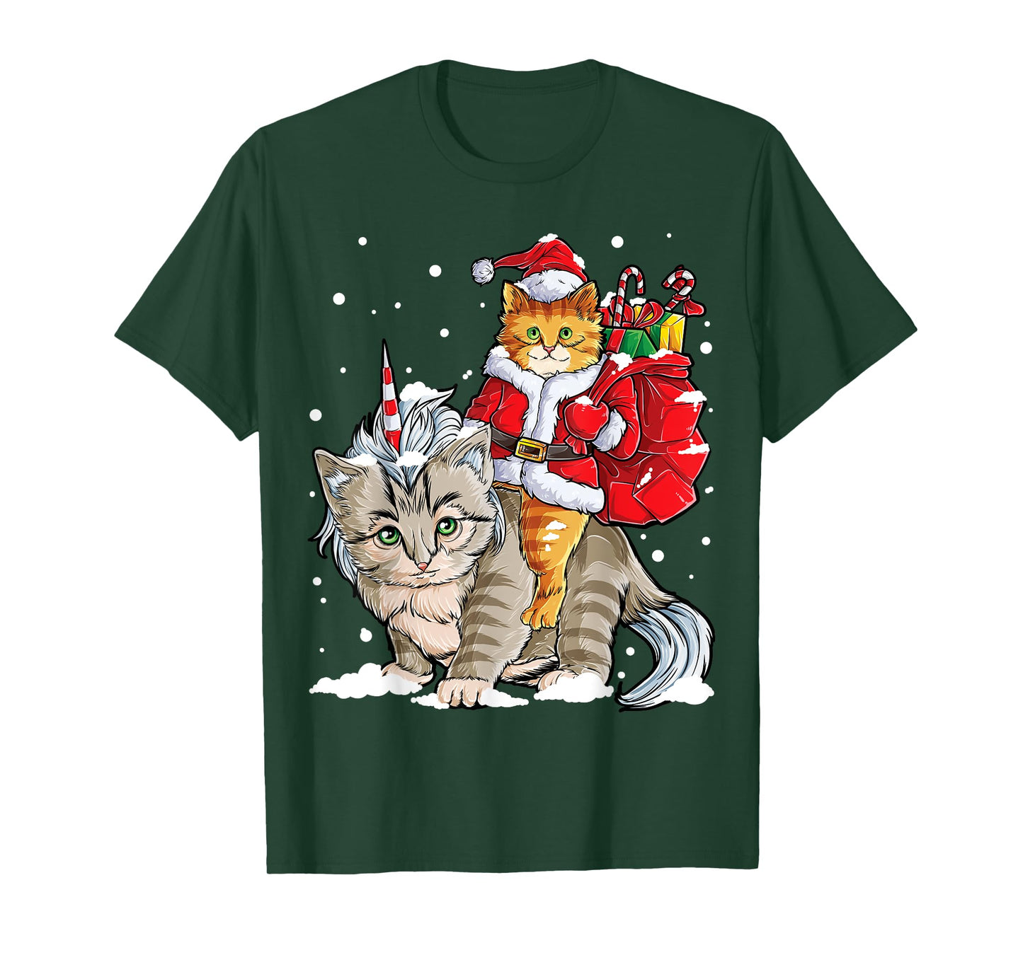 Cat Christmas Santa Caticorn Unicorn Meowy Catmas Xmas Girls T-Shirt