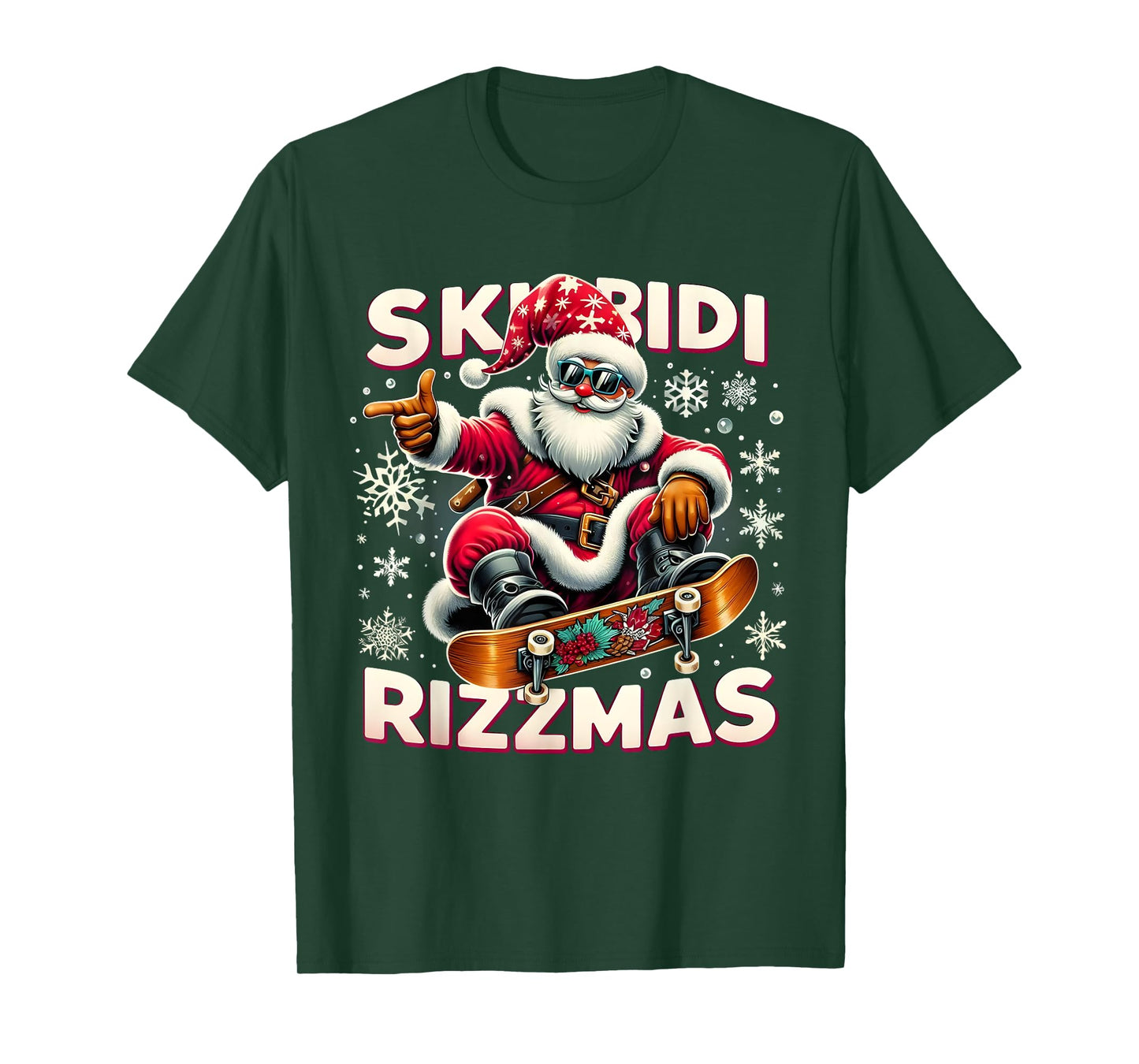 Skibidi Rizzmas Skater Santa Xmas Skibidi Rizzmas Holiday T-Shirt
