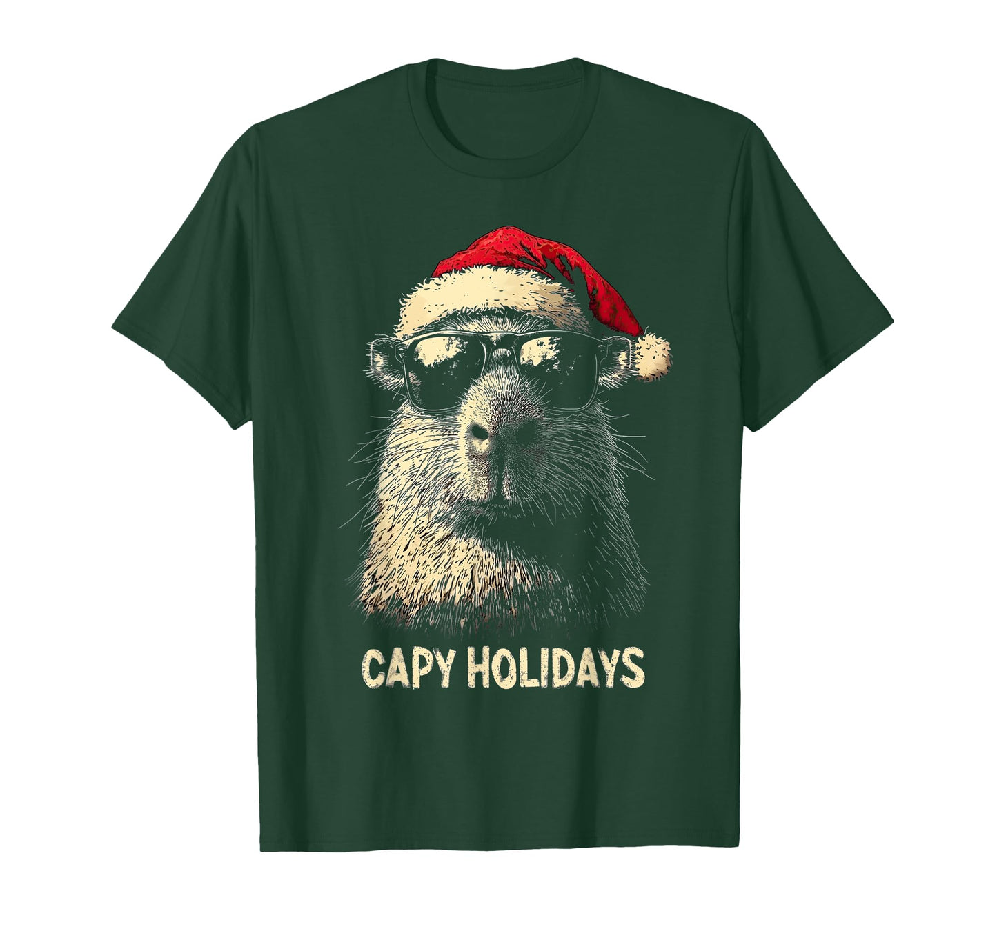 Funny Christmas Capy Holidays Kids Teens Boys Xmas Capybara T-Shirt