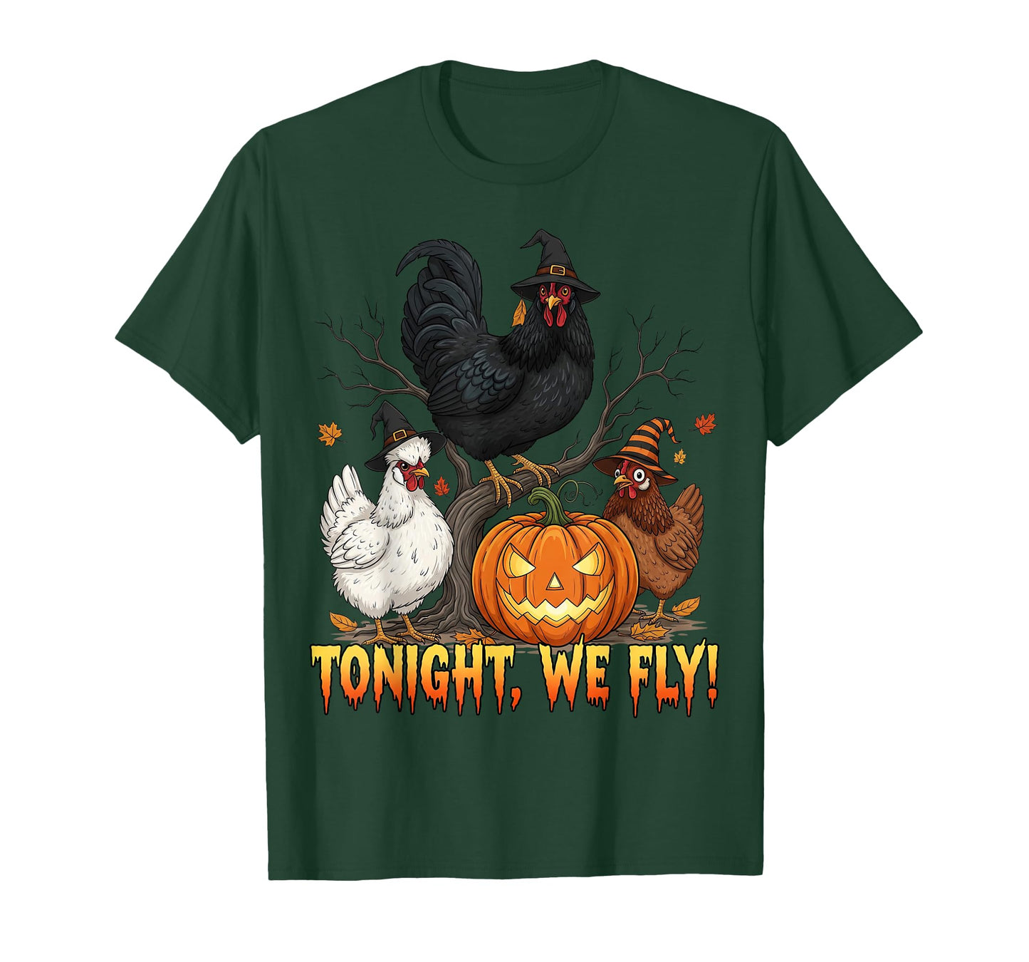 Tonight We Fly Chicken Witch Funny Poultry Halloween Vibes T-Shirt