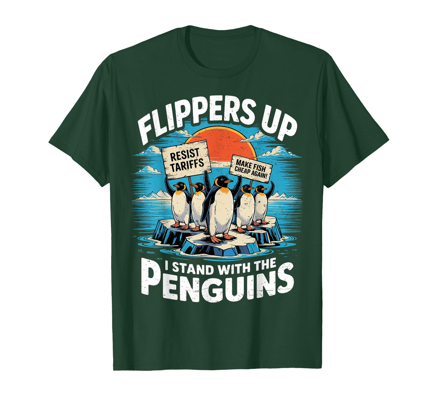 Funny Resist Penguins Protest Against Tariffs T-Shirt