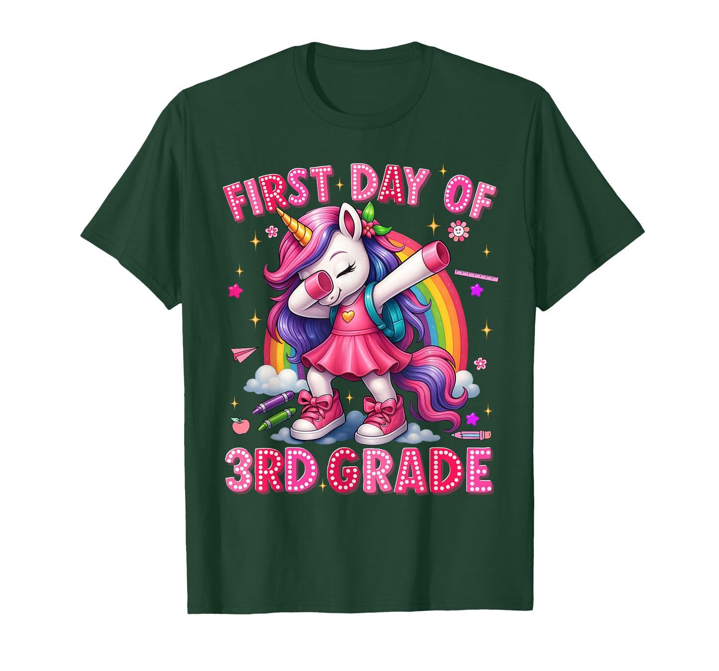 First Day Of 3rd Grade Unicorn Back To School Girls Outfits T-Shirt
