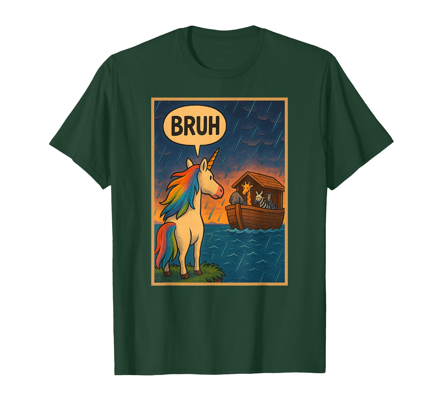 Funny Unicorn Bruh Noah's Arc Meme Humor Boys Girls T-Shirt