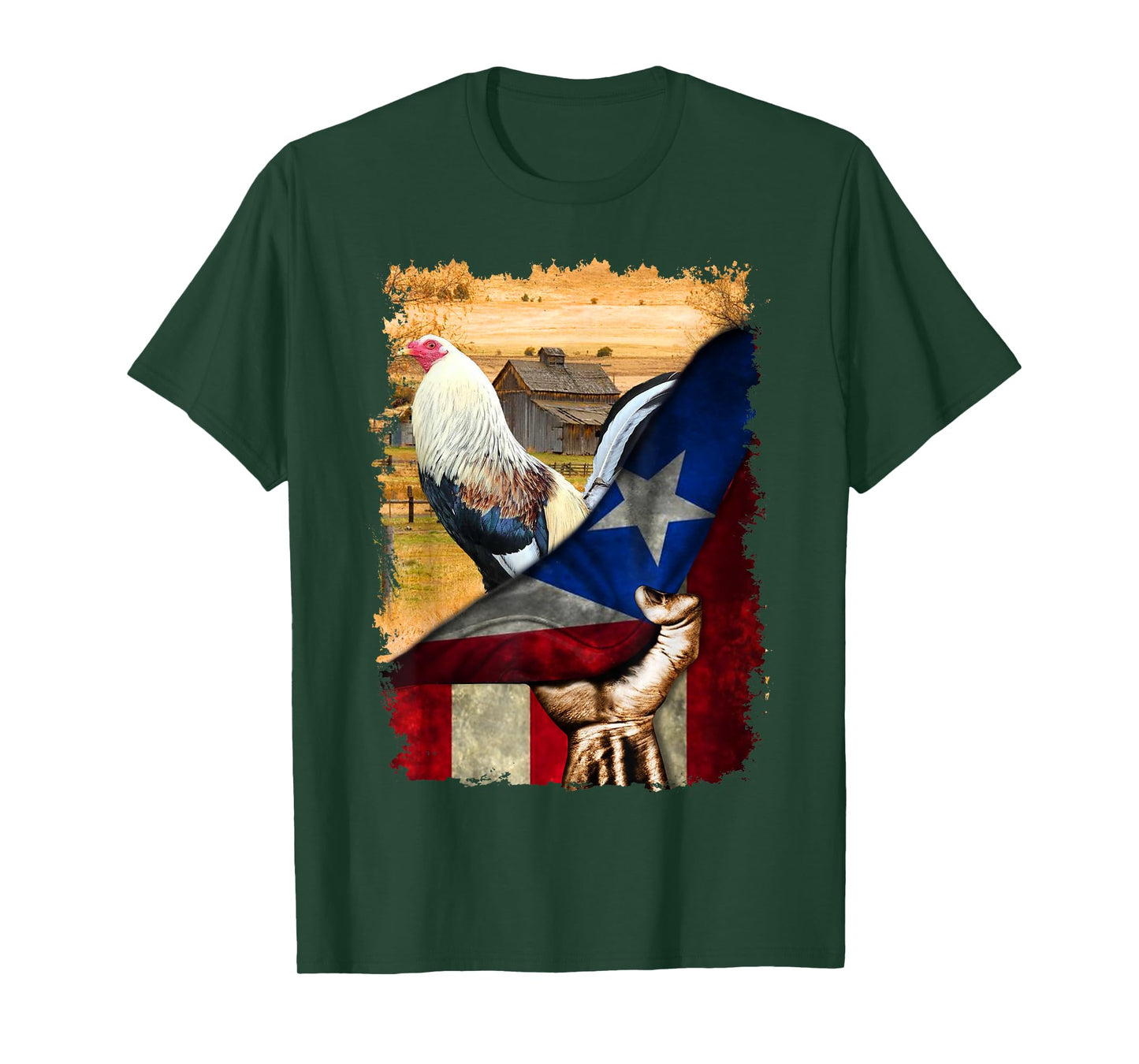 Rooster Puerto Rico Flag Cock Fight T-Shirt