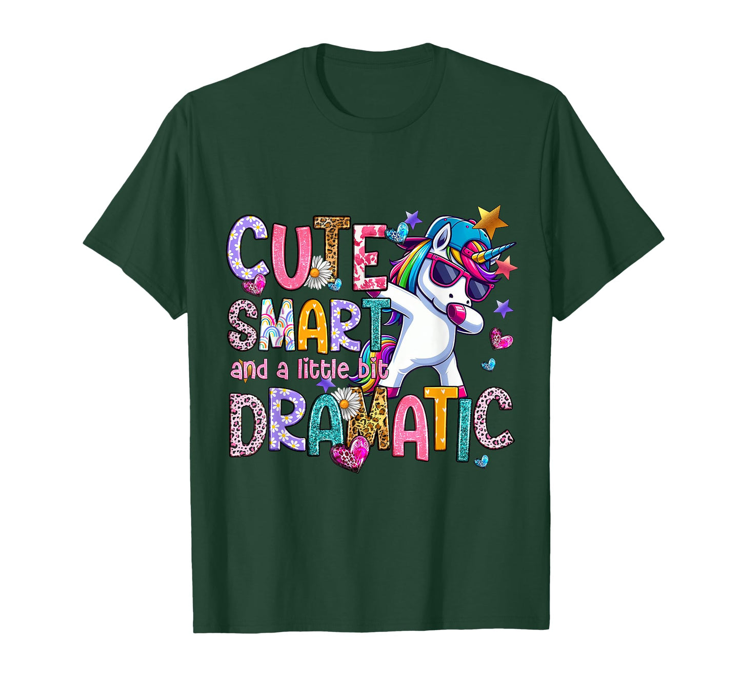 Cute Smart And A Little Bit Dramatic Funny Unicorn Kid Girls T-Shirt
