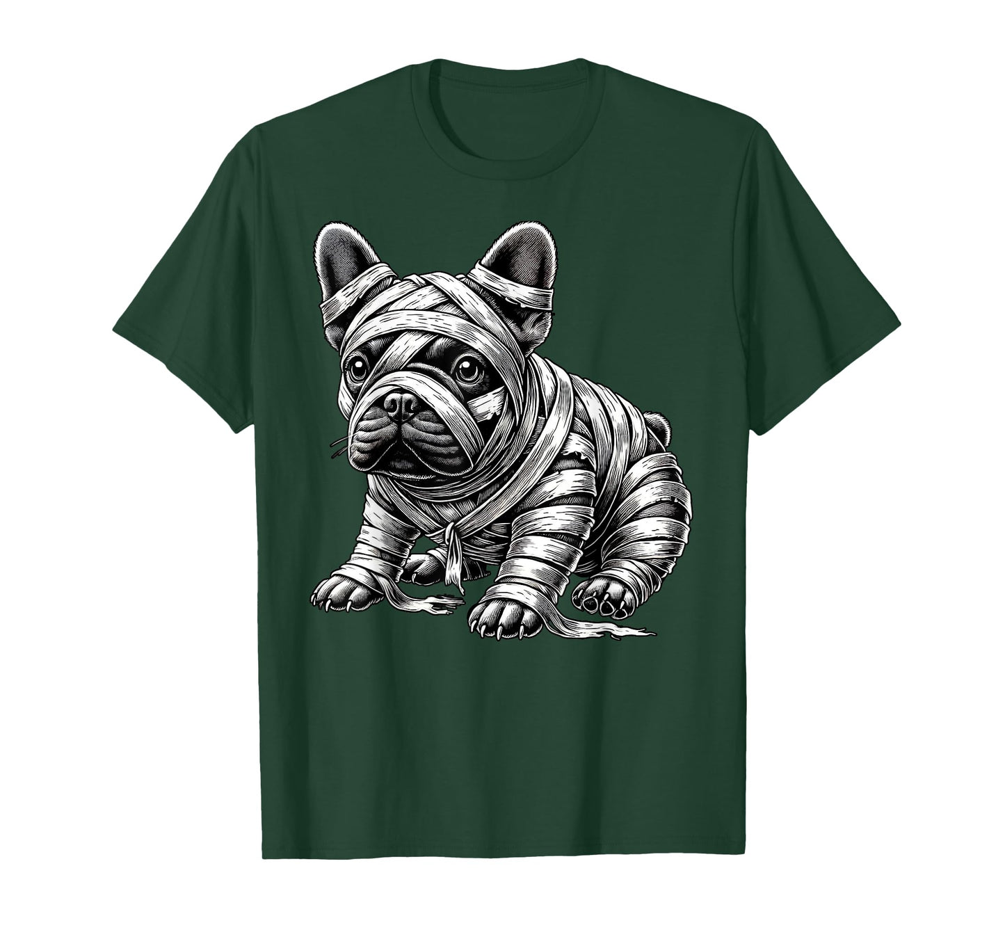 Halloween Bulldog Frenchie Mummy Costume Dog Puppy Men Women Kids T-Shirt