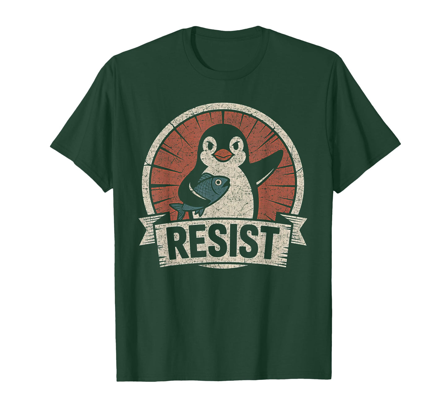 Resist Penguin Activism Vintage Graphic Design T-Shirt