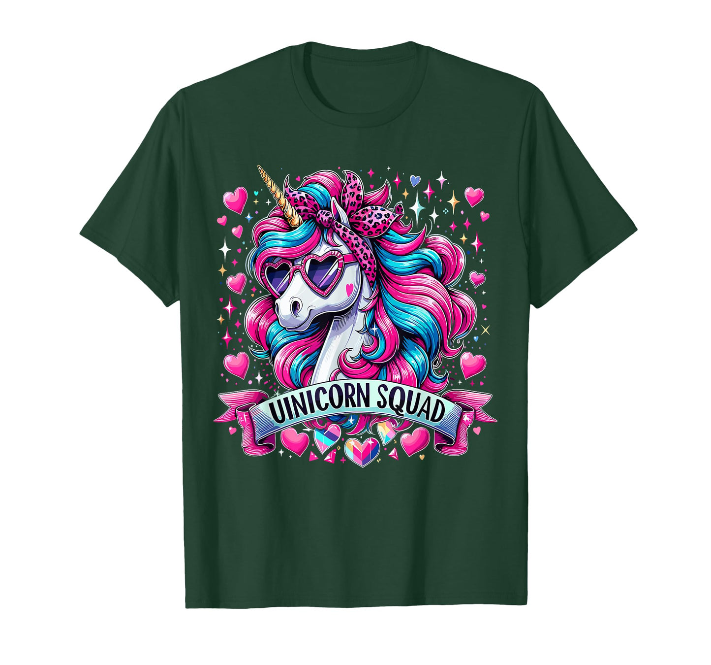 Unicorn Squad Unicorn with leopard Bandana T-Shirt