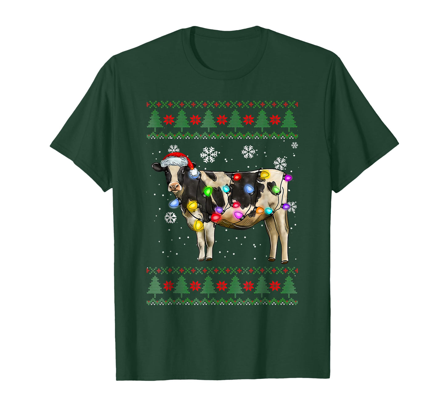 Ugly Cow Christmas Sweater Santa Hat and Light Up Xmas T-Shirt
