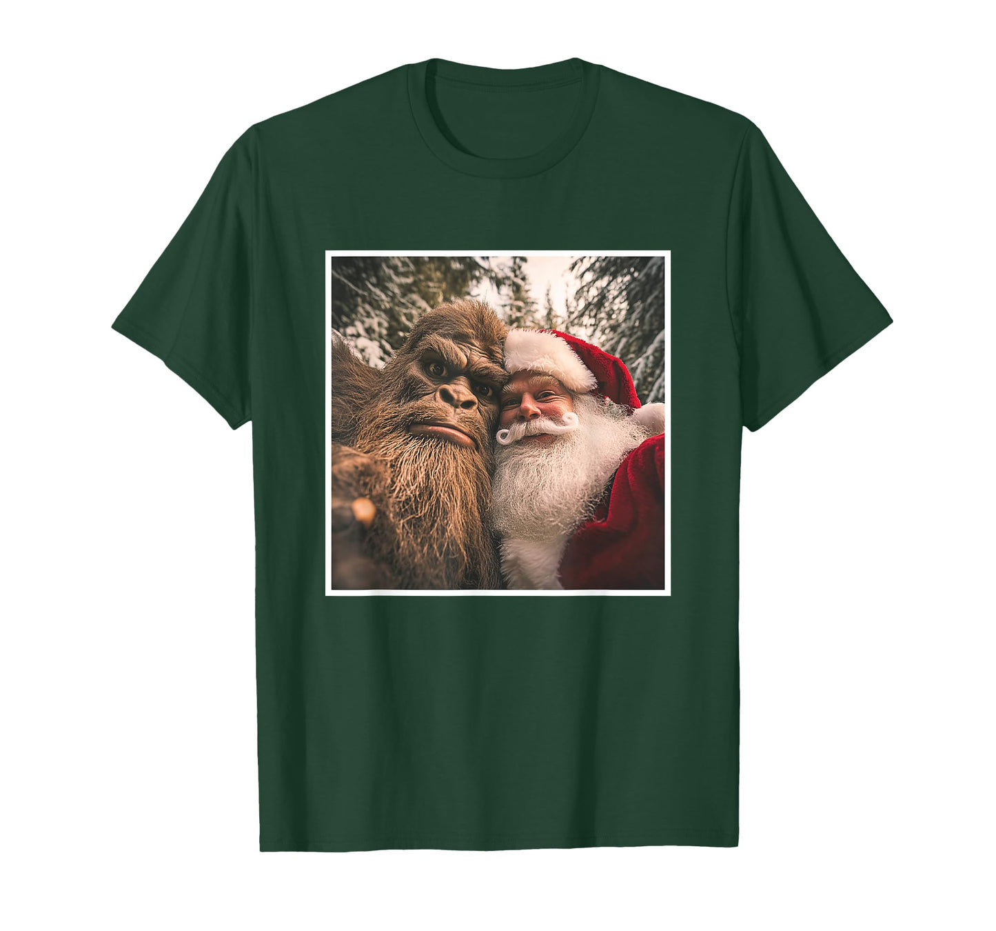 Funny Cute Bigfoot Santa Claus Selfie Christmas Pajama T-Shirt