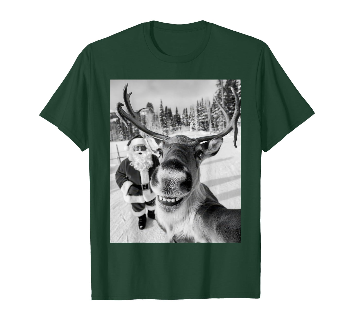 Reindeer Selfie Christmas Party Selfie Funny Reindeer Xmas T-Shirt