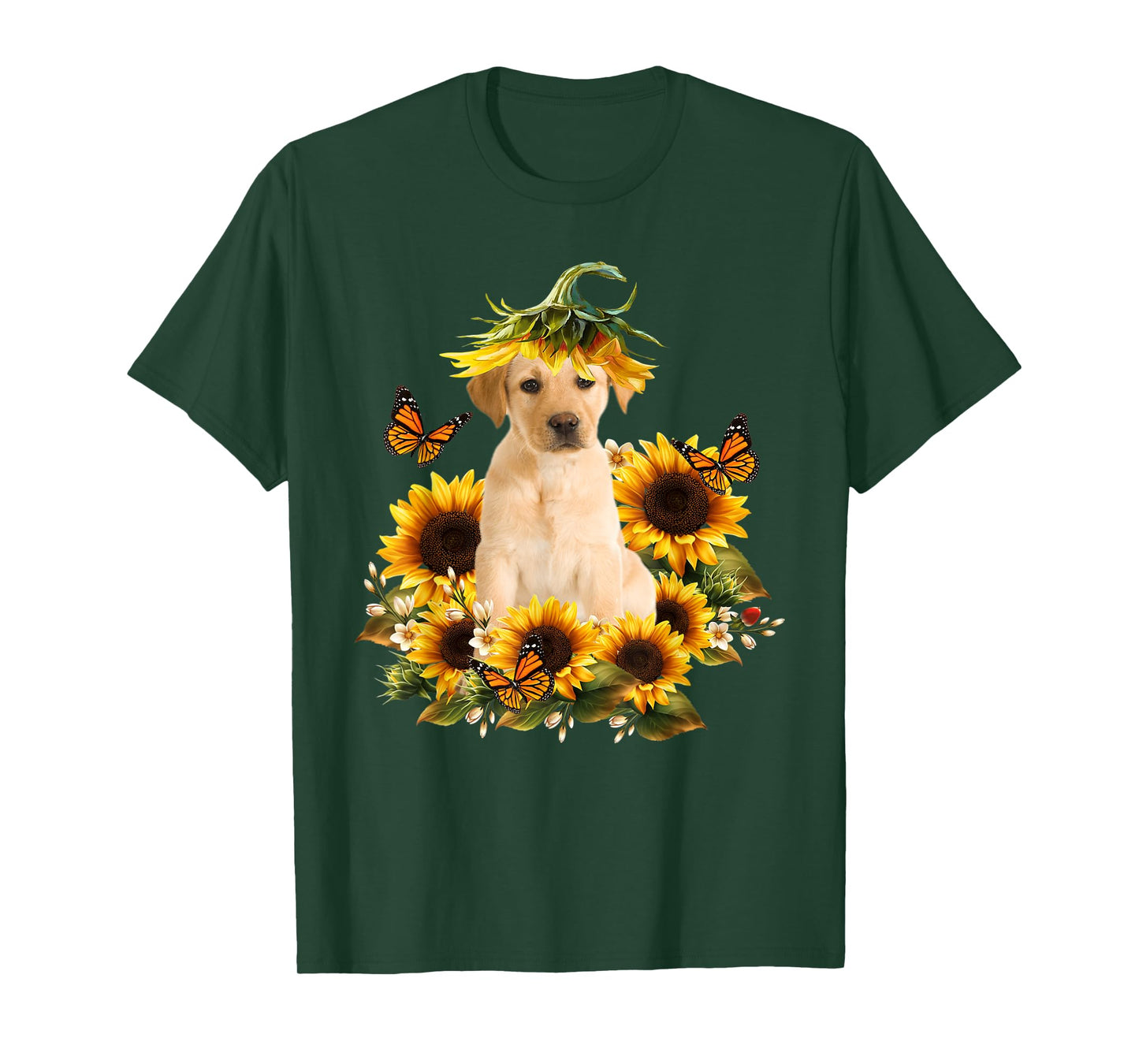 Labrador Sunflower Butterfly Cute Dog Lover Gifts Men Women Kids T-Shirt