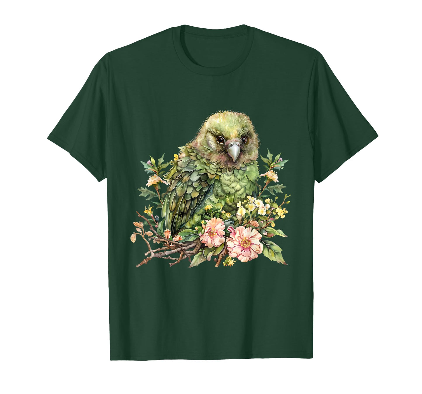 Kakapo Bird Wildlife Floral Drawing Jungle Kakapo Bird Lover T-Shirt