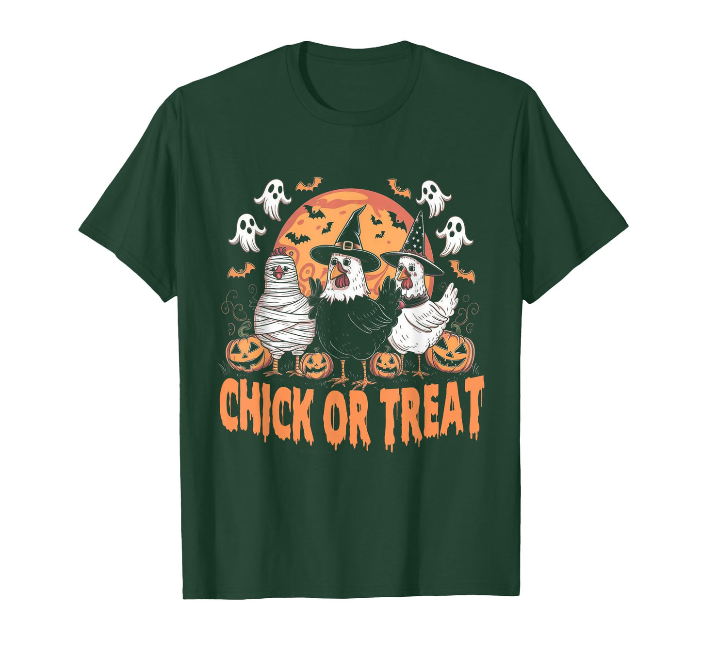 Halloween Spooky Chicken Autumn Chick or Treat Pumpkin Witch T-Shirt