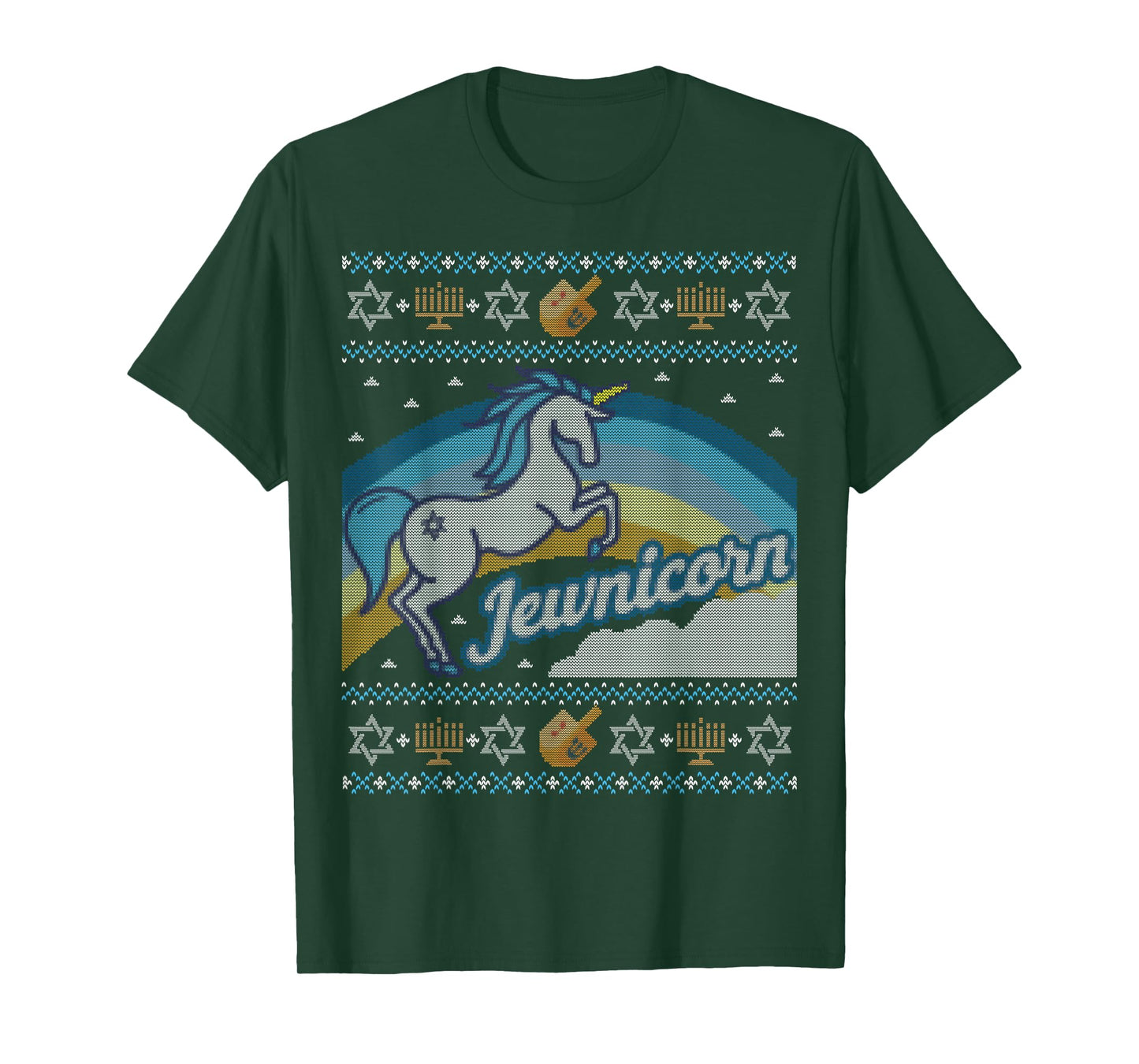 Funny Ugly Hanukkah Sweater Shirt Unicorn Jewnicorn T-Shirt