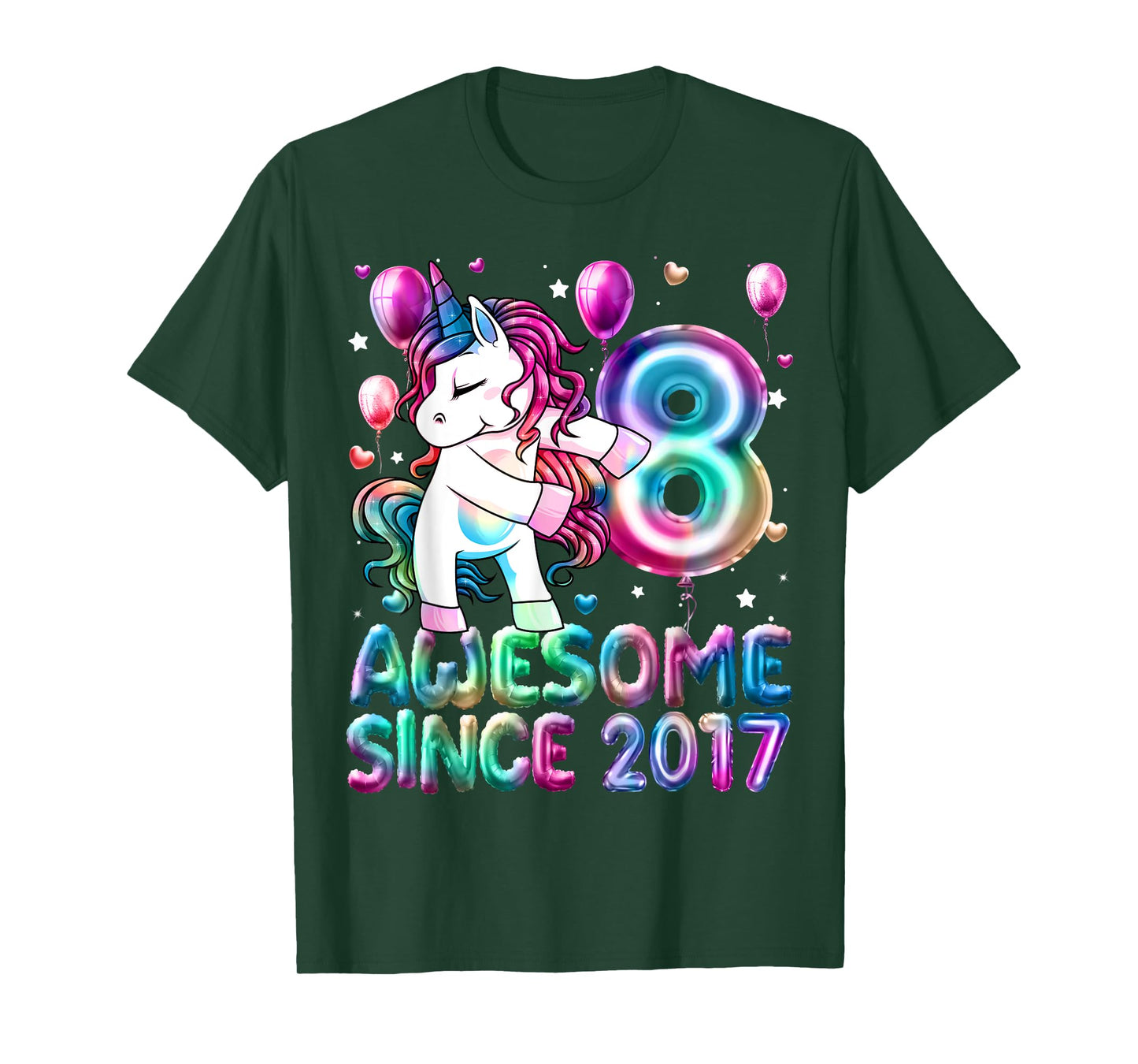 Flossing Unicorn 8 Year Old 8th Birthday Girl Unicorn Party T-Shirt