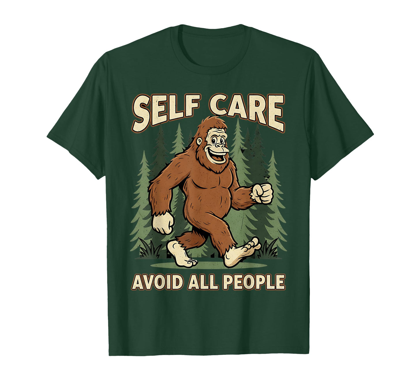 Self Care Mental Health Funny Bigfoot Graphic T-Shirt