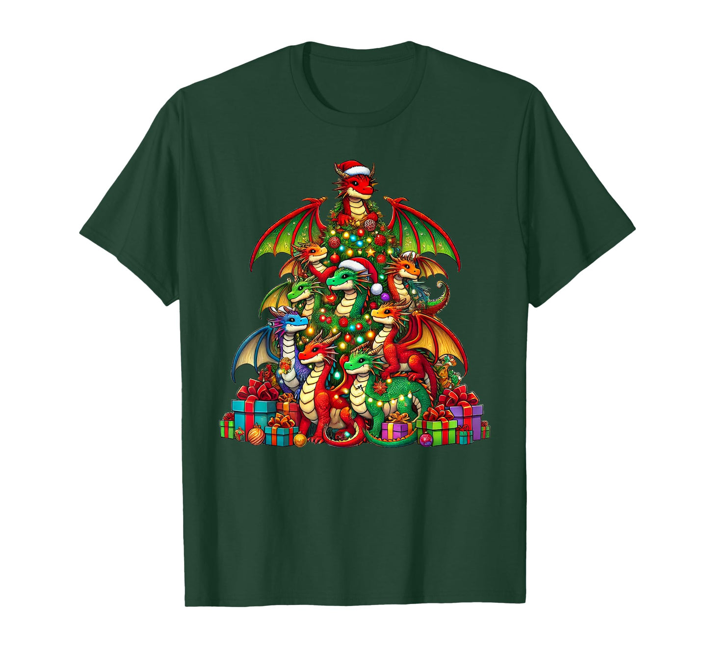 Dragon Christmas Tree Funny Dragon Xmas T-Shirt