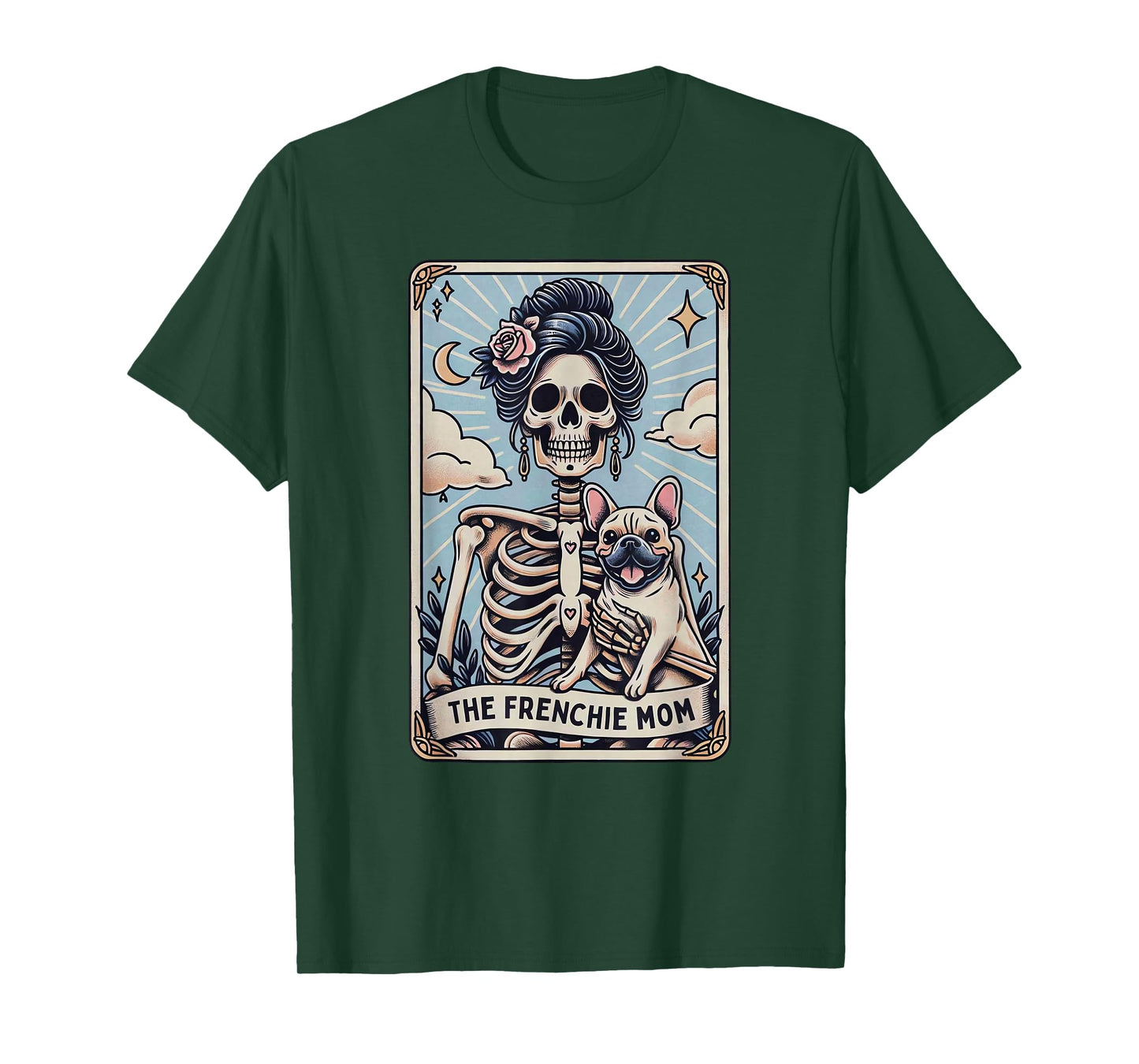 Retro Funny The Frenchie Mom Tarot Card Skeleton Halloween T-Shirt