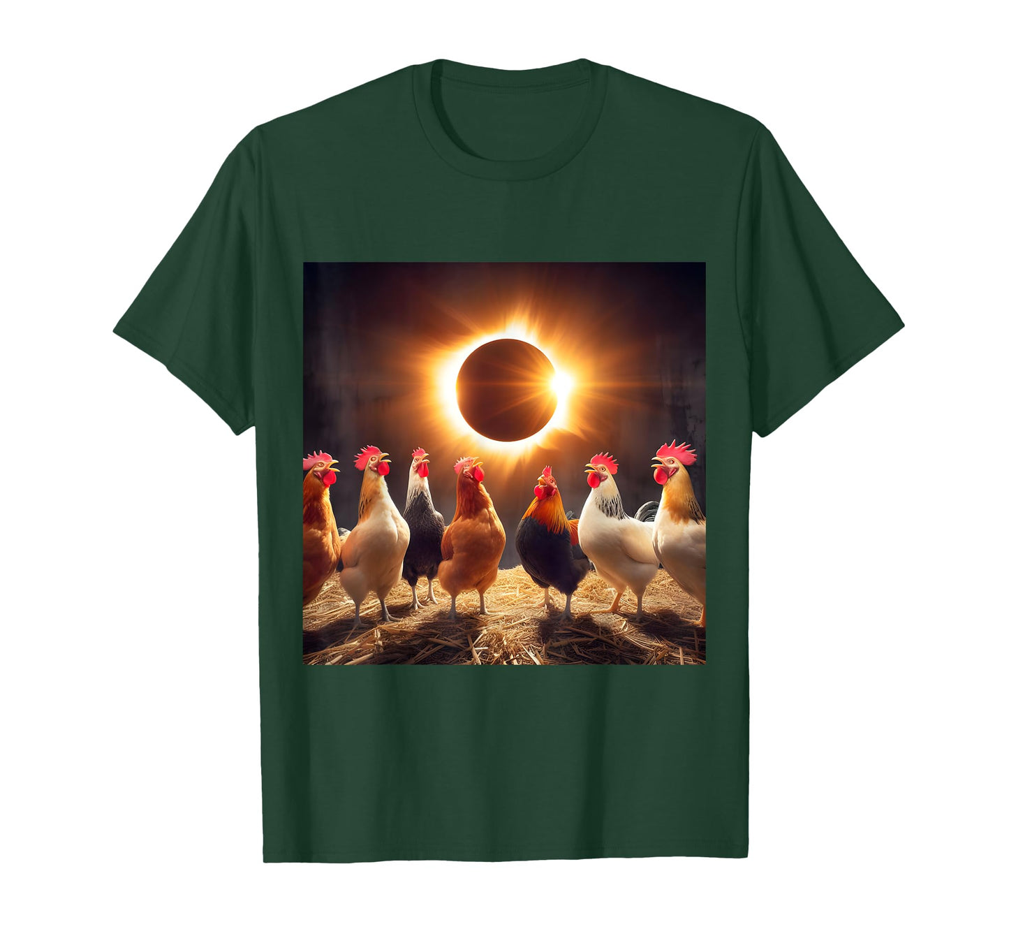 Chicken And The Total Solar Sun Eclipse 8.04.24 2024 Chicken T-Shirt