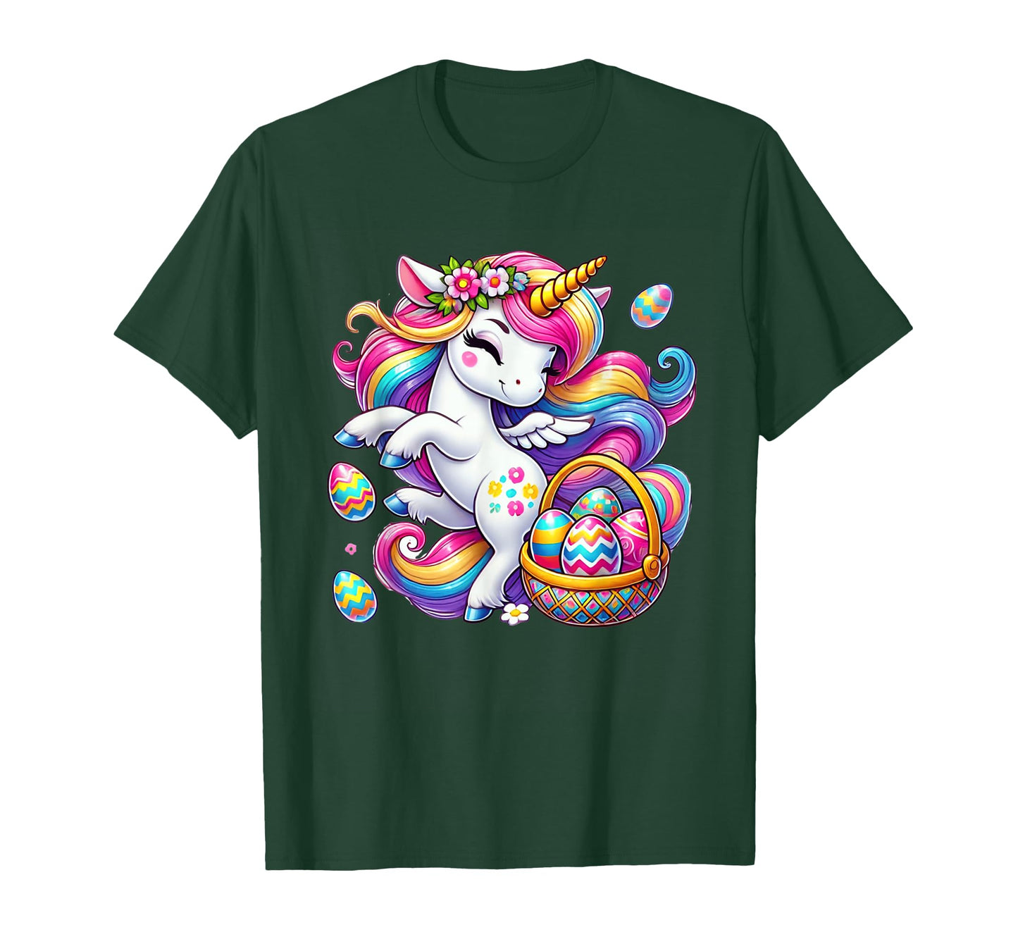 Easter Unicorn Shirt With Eggs Happy Easter Girls Kids Cute T-Shirt