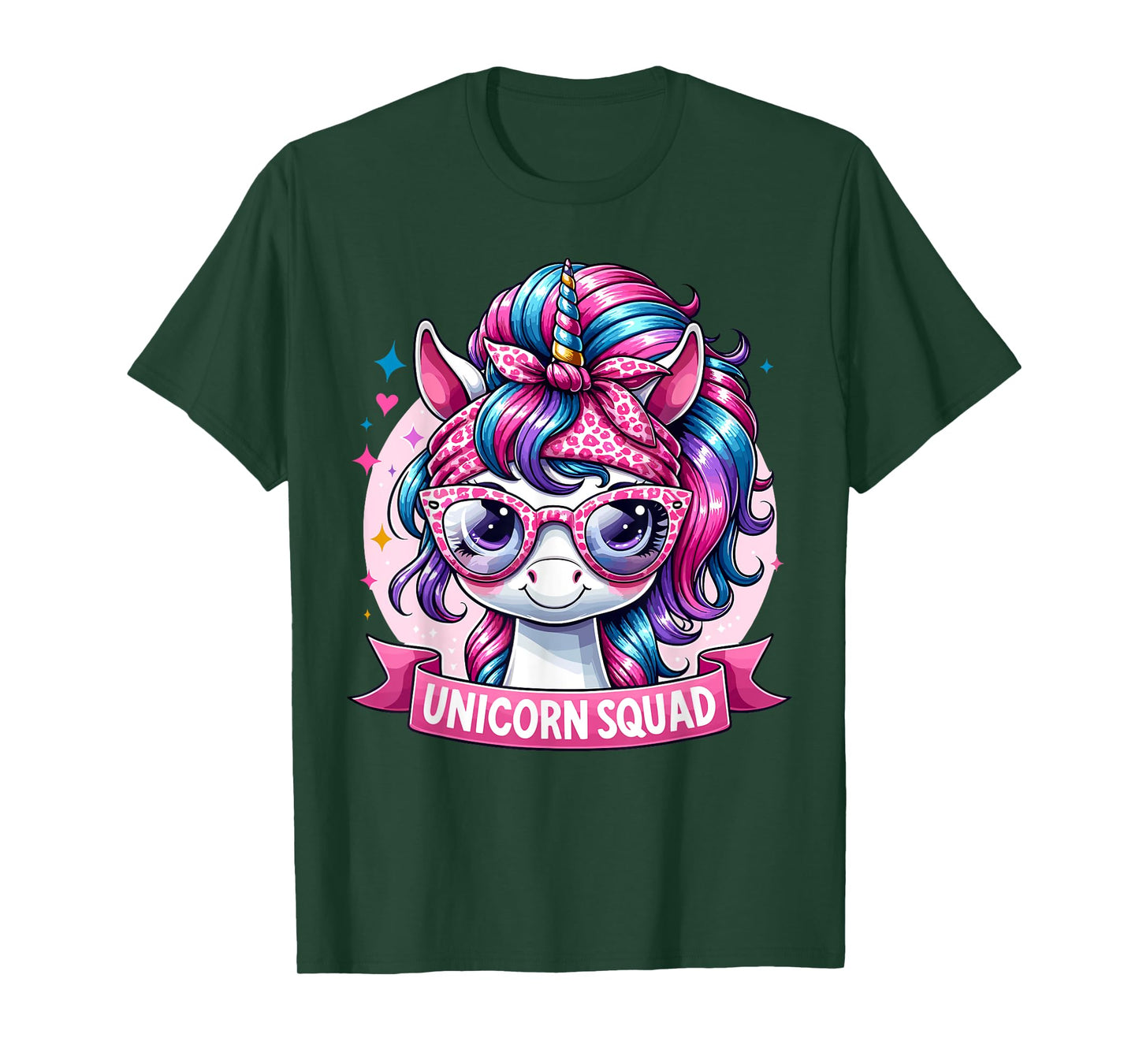 Unicorn Squad - Graceful Unicorn with leopard Bandana T-Shirt