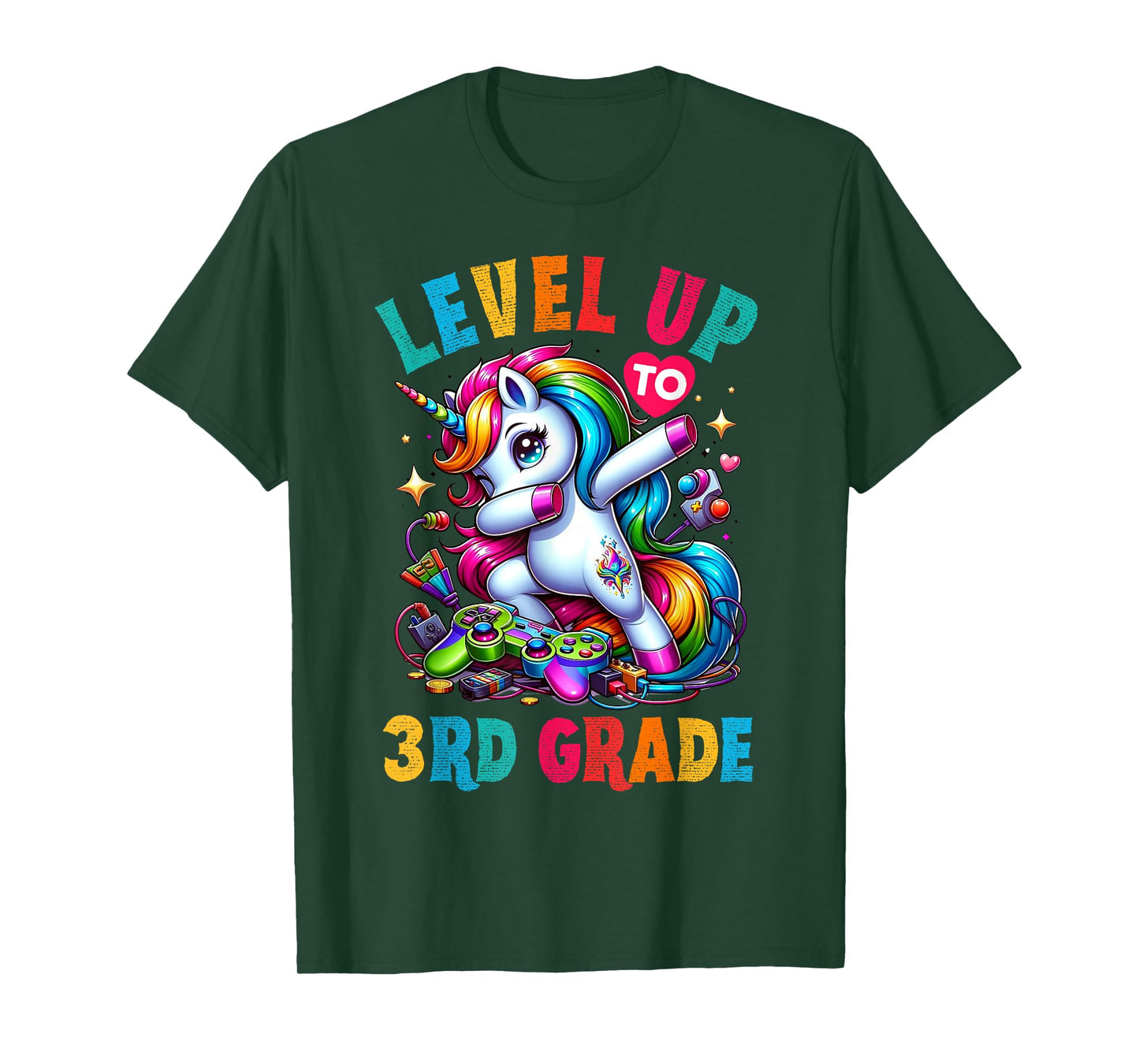 Unicorn video games back to School 3rd grade Girls Level up T-Shirt