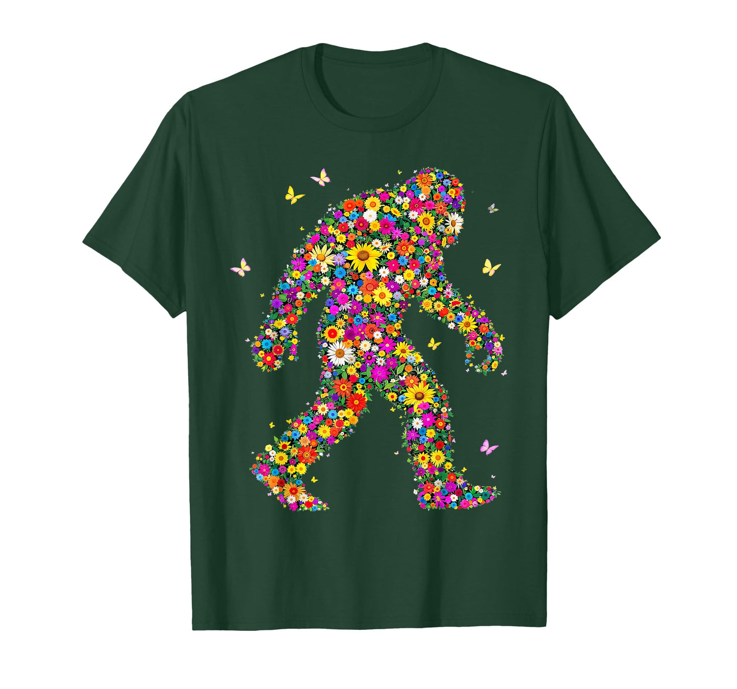 Bigfoot with Flowers - Retro Floral Sasquatch Believers T-Shirt