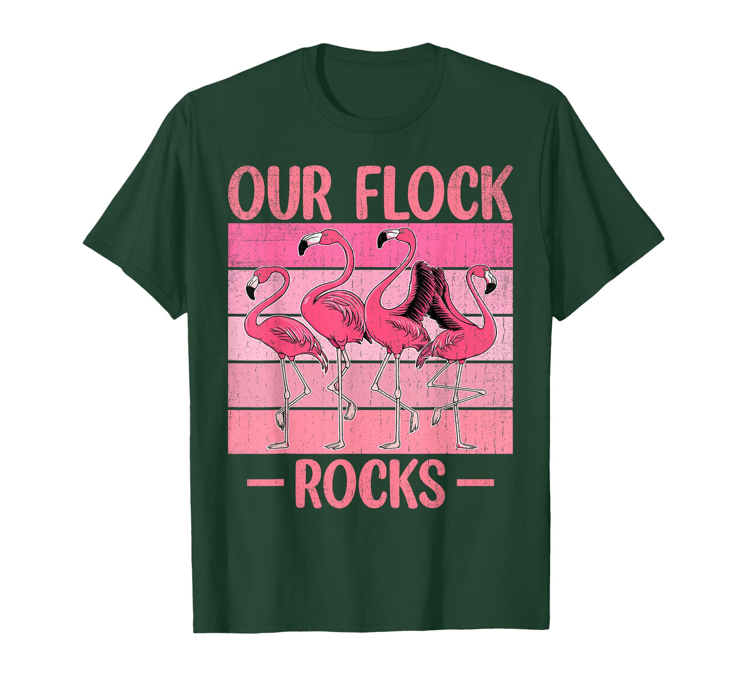 Our Flock Rocks Flamingos Lover Family Vacation Group T-Shirt