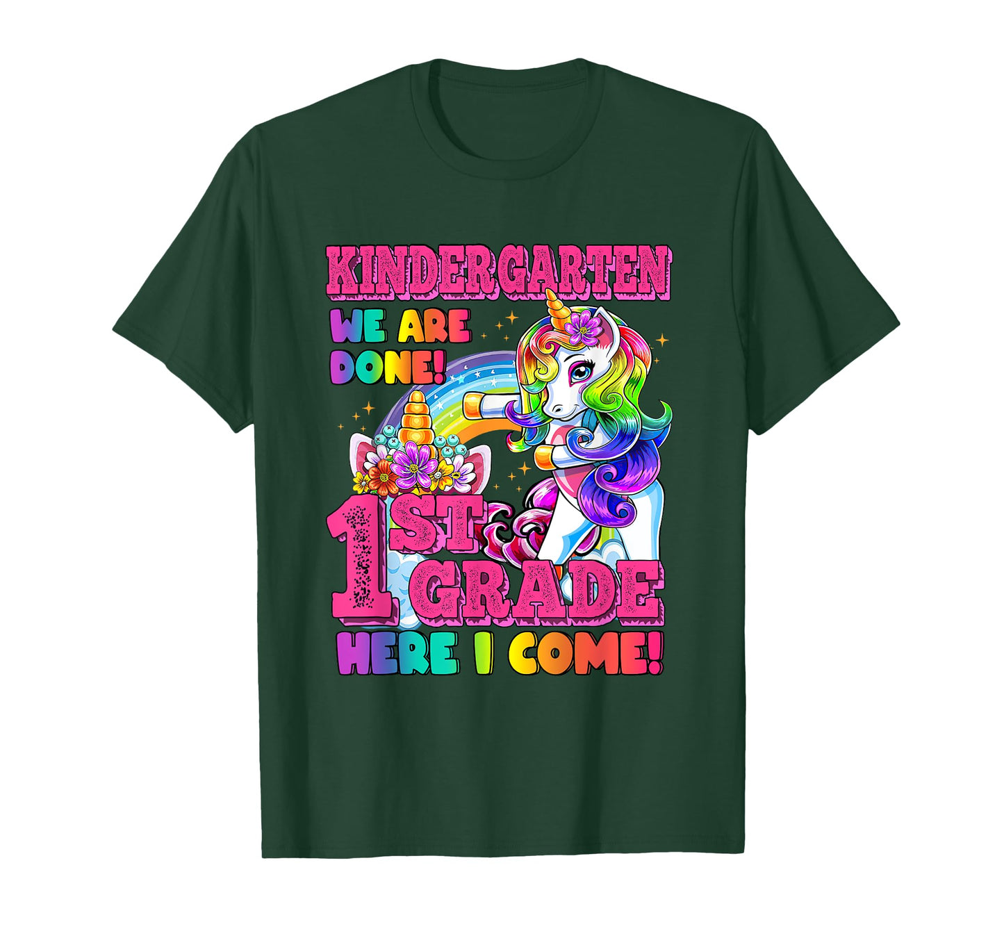 Kindergarten we are done last day of school Unicorn Rainbow T-Shirt