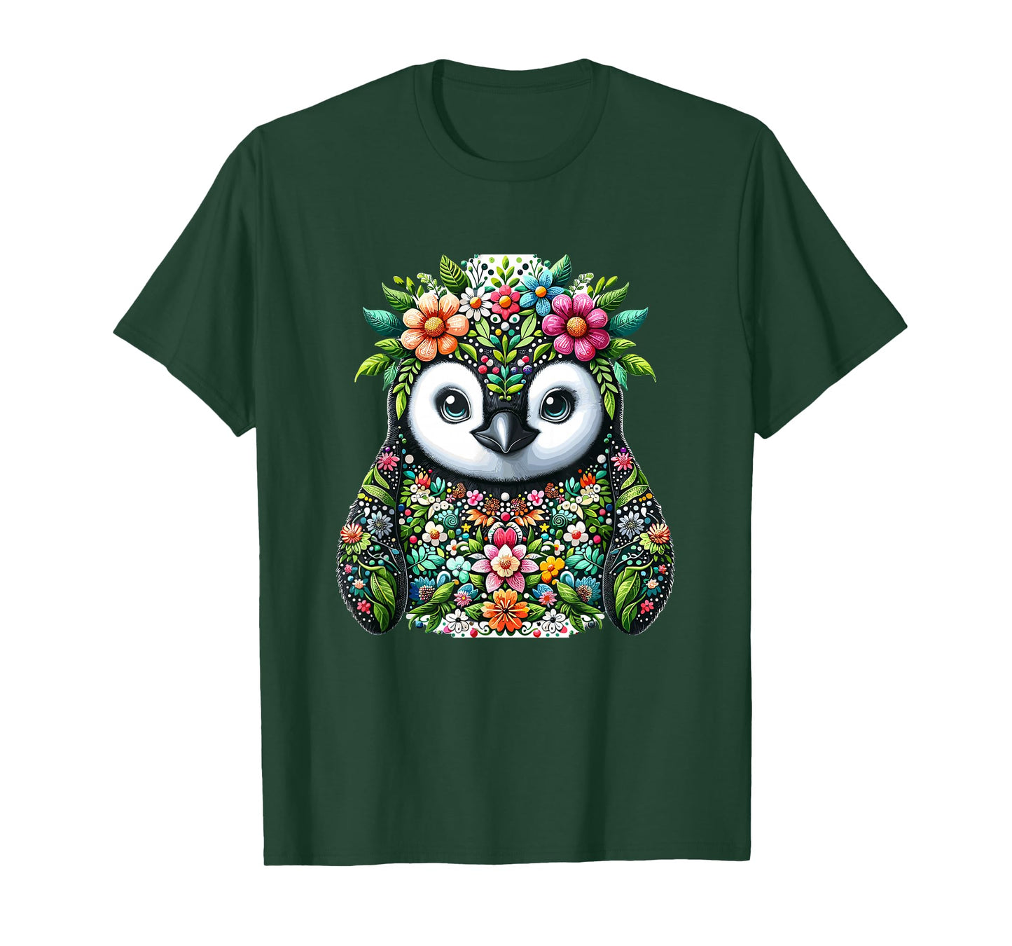 Cute Floral Aesthetic Penguin Lover Penguin T-Shirt