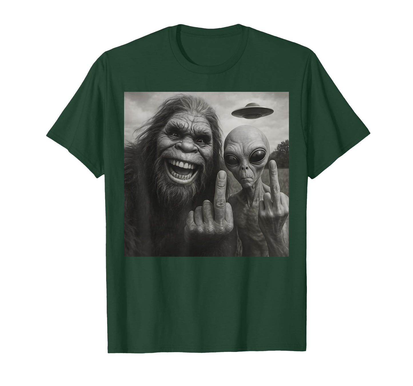 Bigfoot Alien Middle Finger T-Shirt