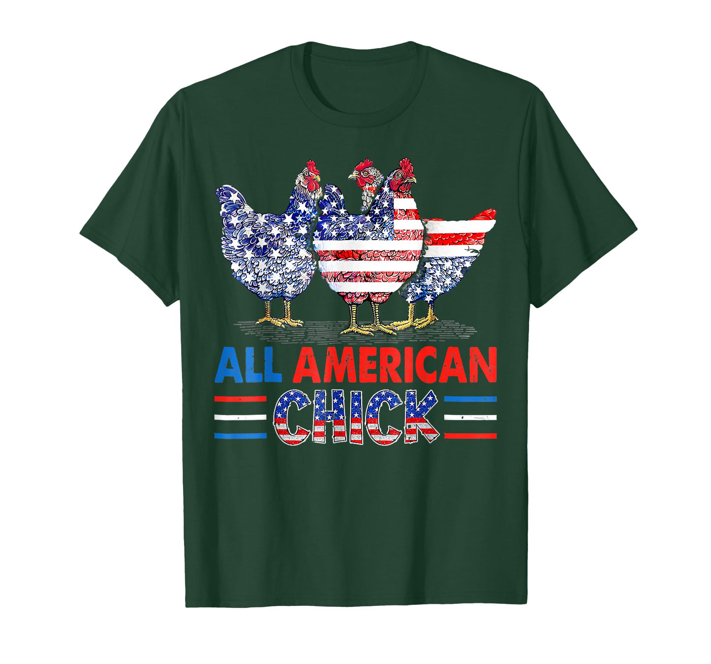All American Chicken, Chick Patriotic USA Flag 4Th Of July T-Shirt for Women Men