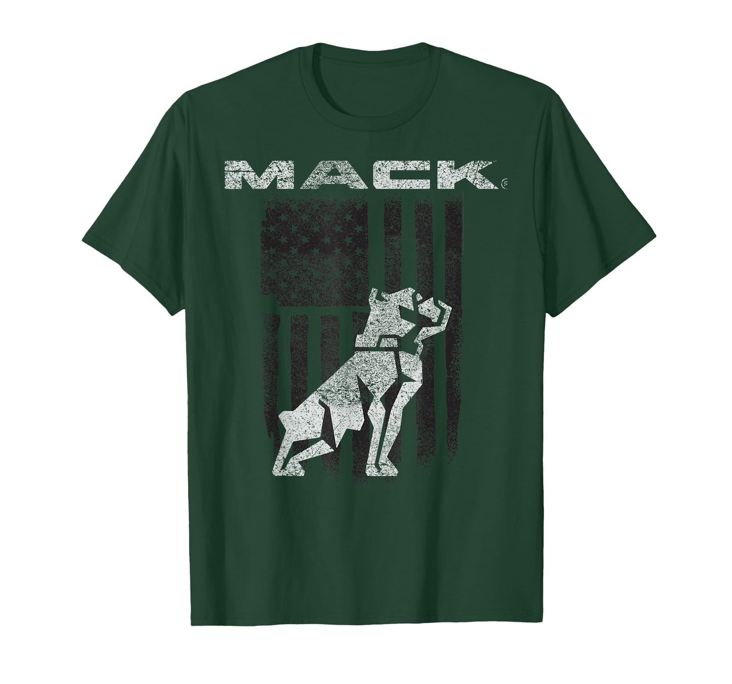 Mack Trucks Mack The Bulldog Logo with American Flag Trucker T-Shirt