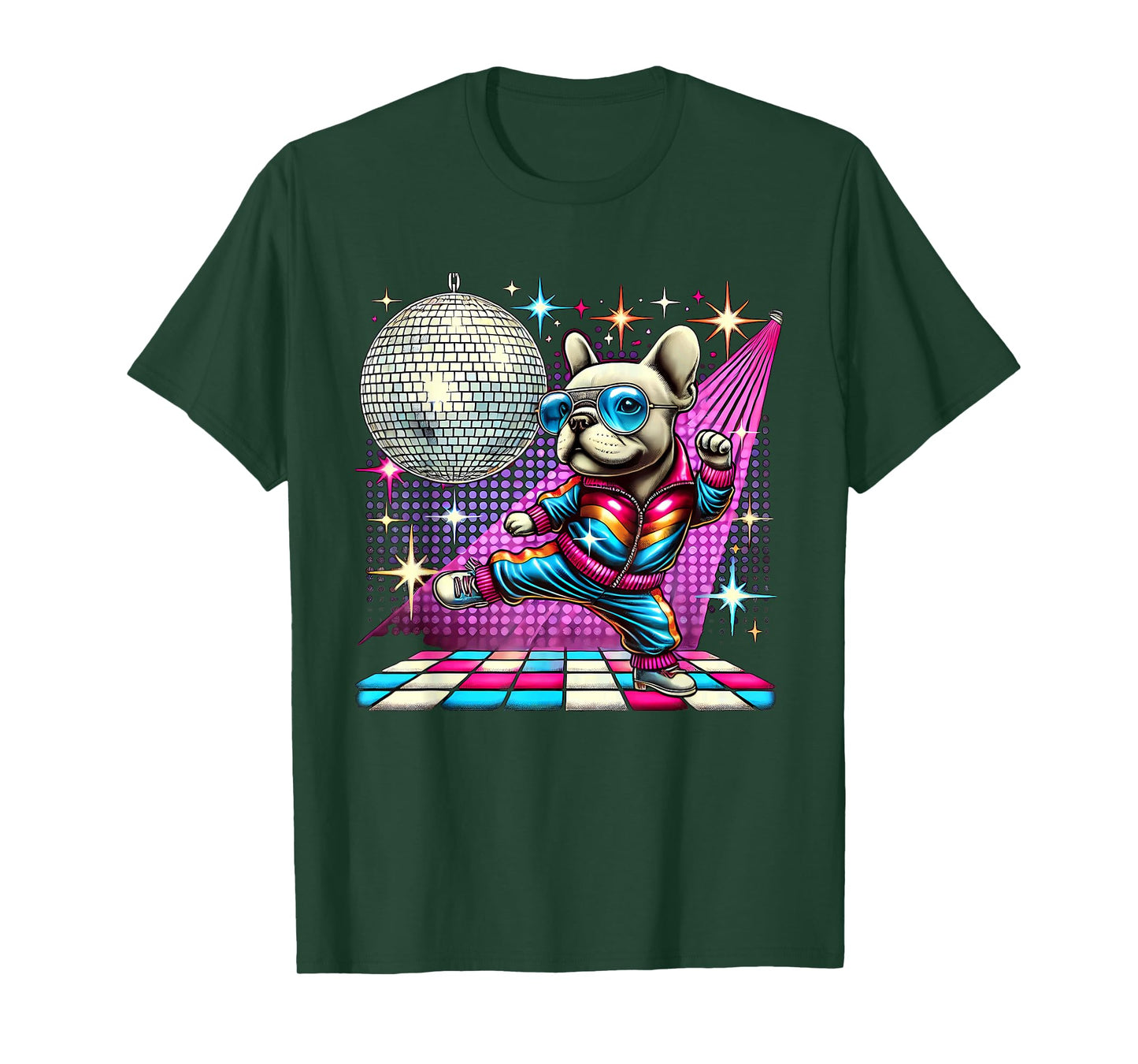 Aesthetic French Bulldog Disco T-Shirt