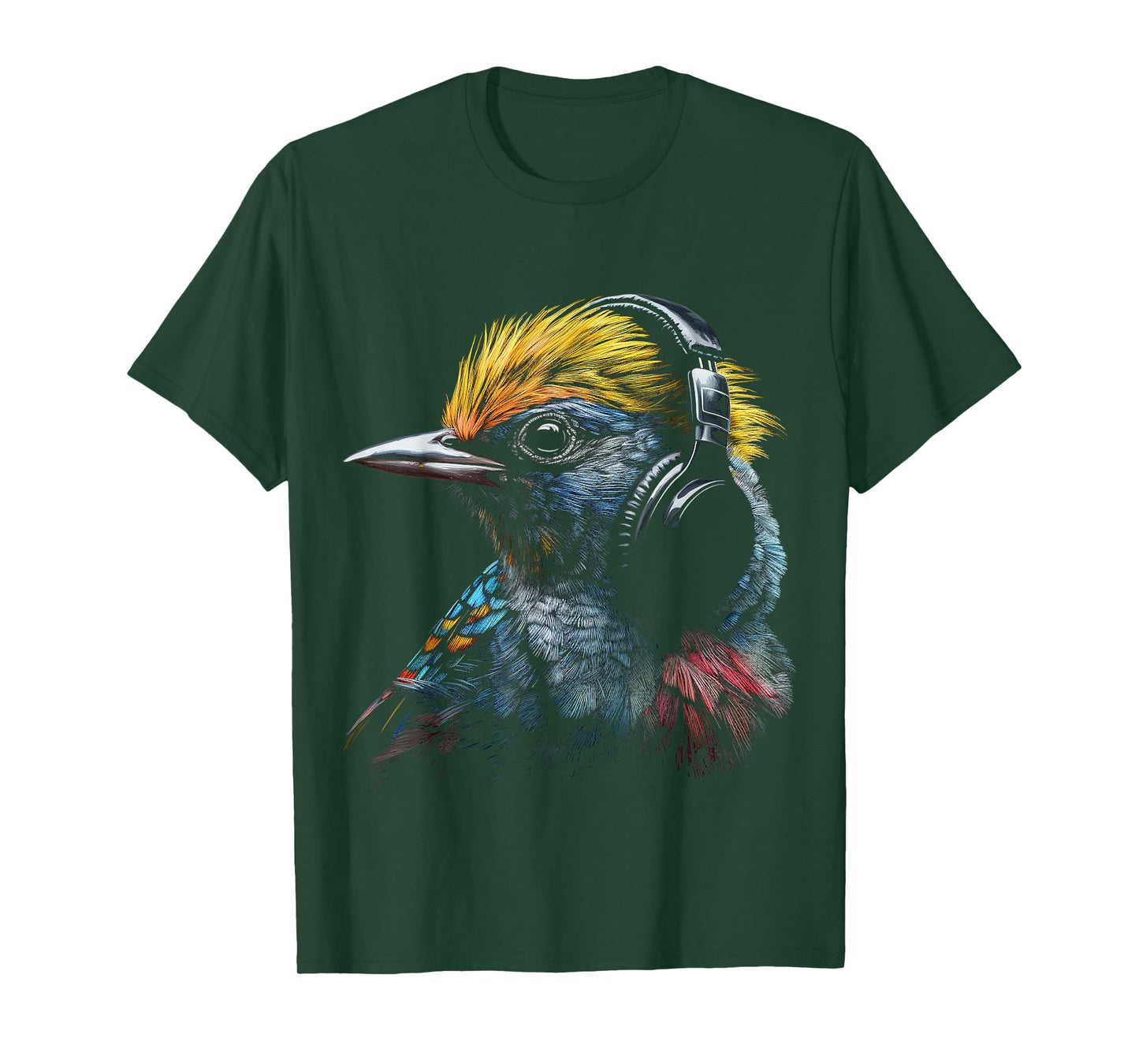 Bird Headphones Artwork | Music Animal Motif Bird T-Shirt