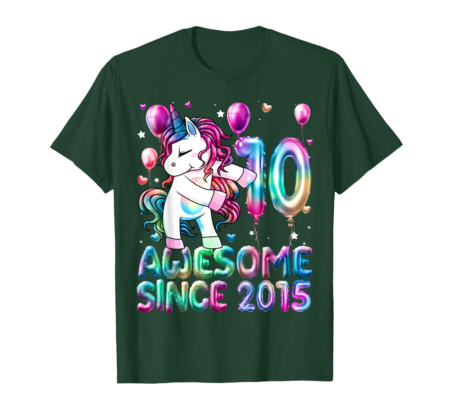 Flossing Unicorn 10 Year Old 10th Birthday Girl Unicorn T-Shirt