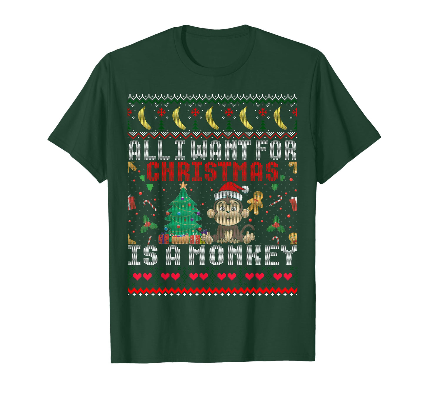 I Want For Christmas Is A Monkey Boy Girl Gift Ugly Sweater T-Shirt