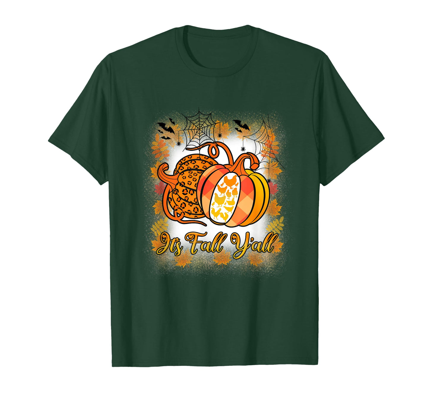 It’s Fall Y’all Pumpkin Leopard Print Chicken Halloween T-Shirt