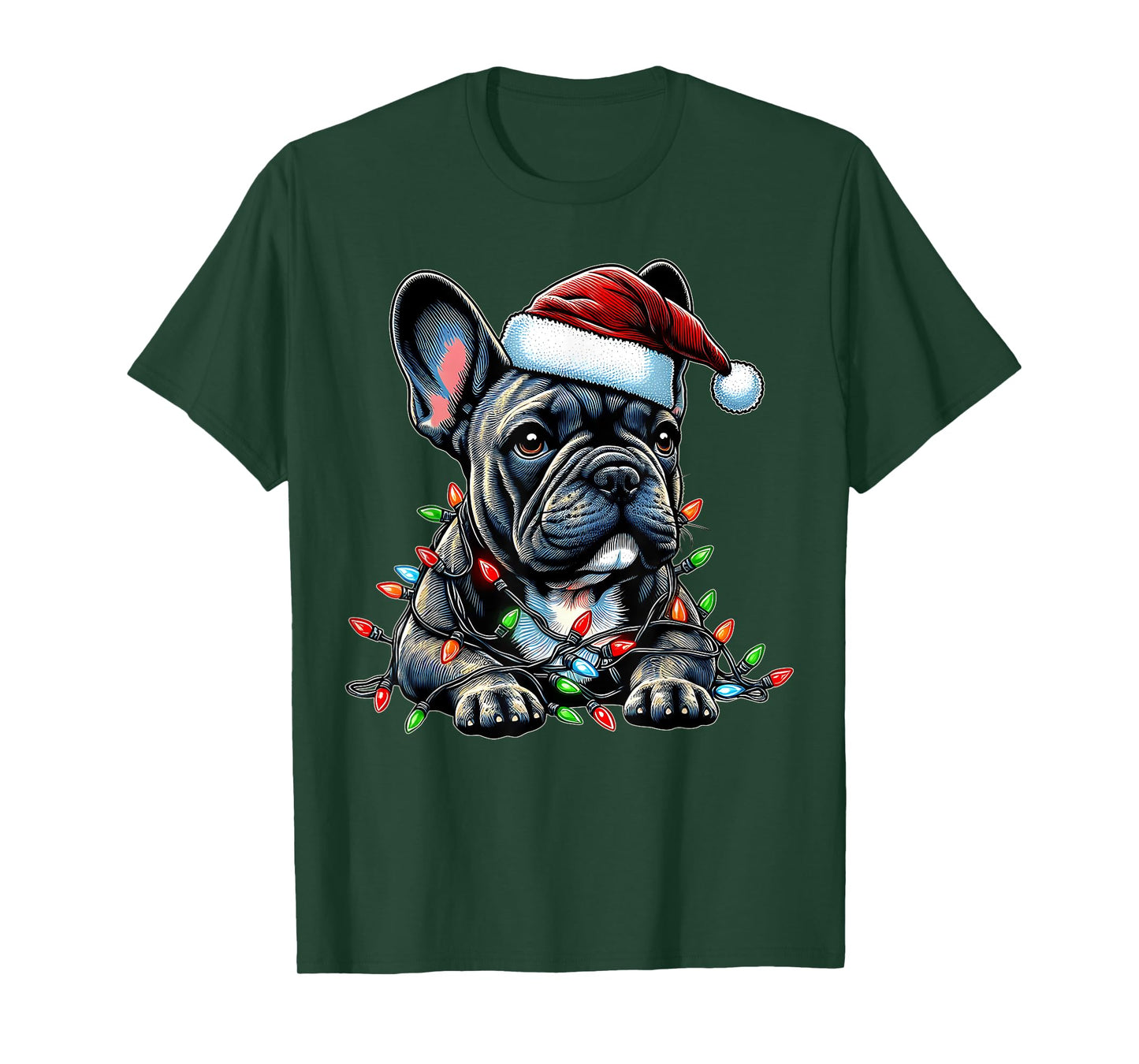 French Bulldog Frenchie Christmas Hat Xmas Men Women Kids T-Shirt