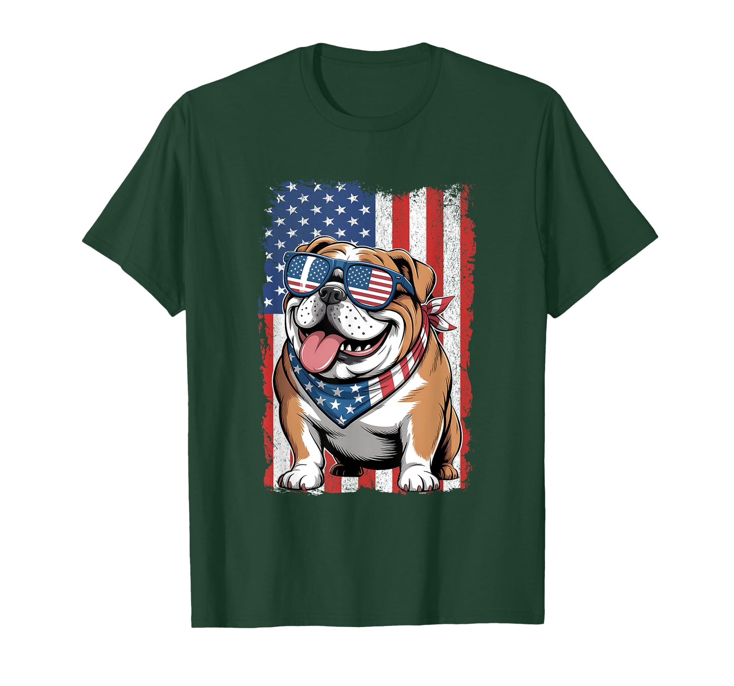 English Bulldog 4th of July Dog Patriotic USA Flag Man Woman T-Shirt