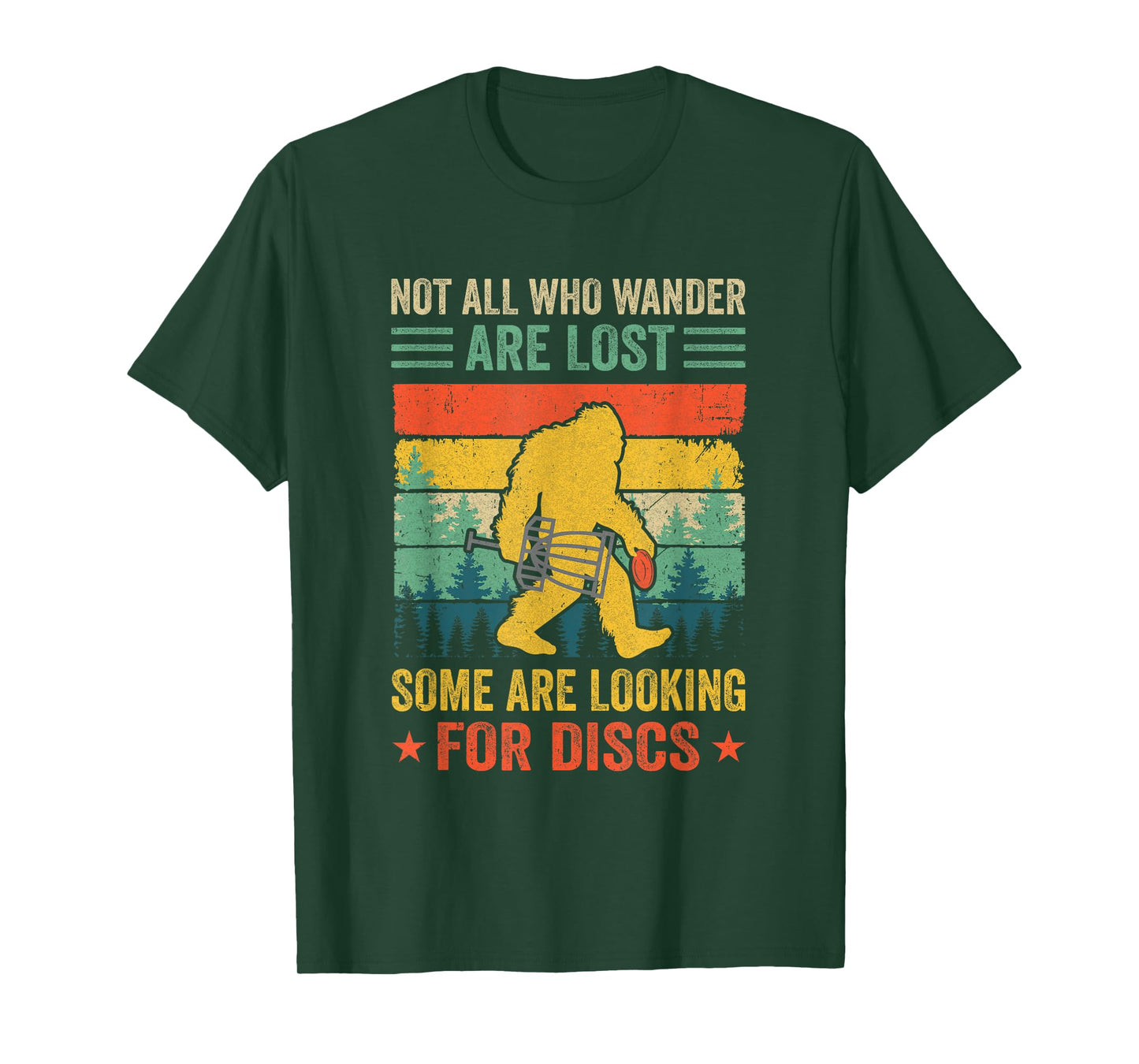 Funny Disc Golf For Men Women Bigfoot Disc Golf Player Retro T-Shirt