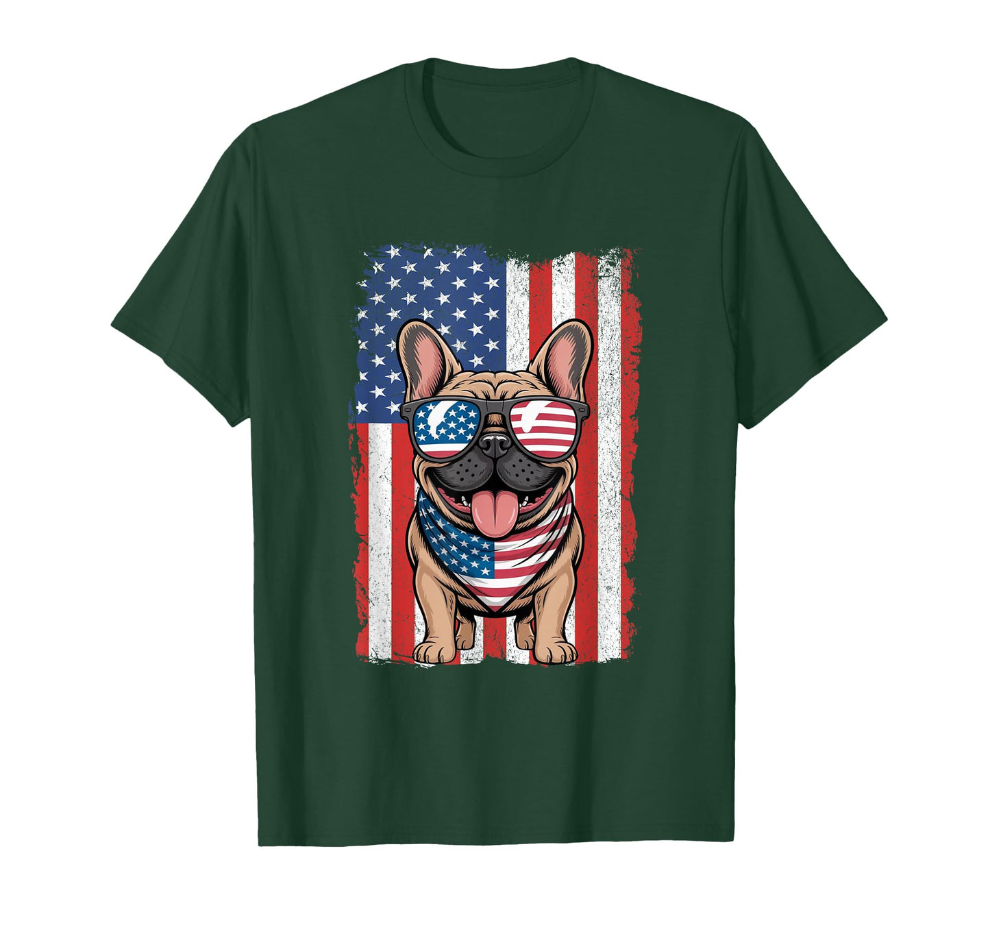 French Bulldog 4th of July Dog Patriotic USA Flag Frenchie T-Shirt for Men Women Kids
