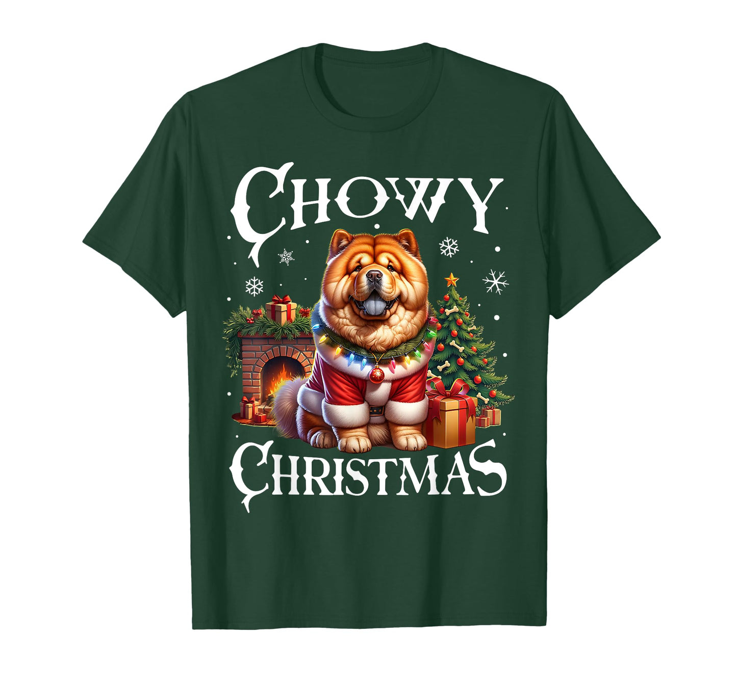 Christmas Dogs Chow Chow Santa Claus Chow Chow Xmas T-Shirt - Unisex Adults - Black - Small - Short Sleeve