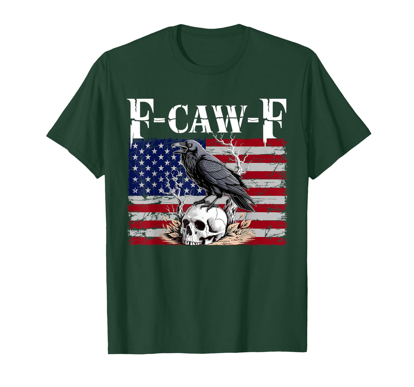 F-Caw-F Black Crow Black Bird Retro USA Flag Vintage F-Caw-F T-Shirt