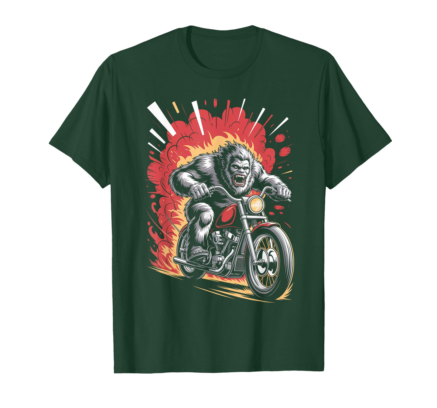 Bigfoot Biker Riding Motorcycle Men Vintage Sasquatch Rider T-Shirt